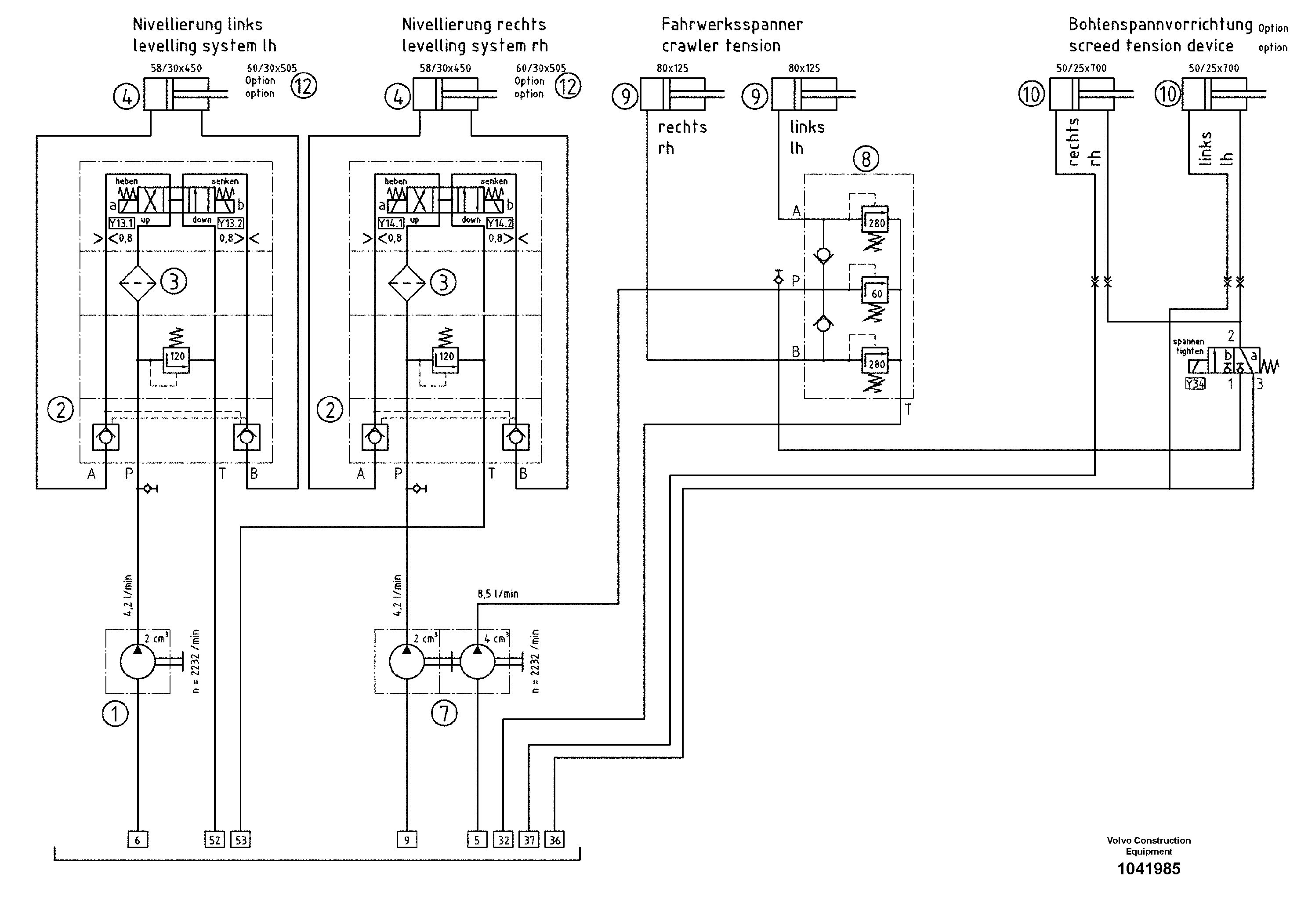 Схема запчастей Volvo ABG9820 - 94995 Hydraulic diagram ABG9820 S/N 20812 -