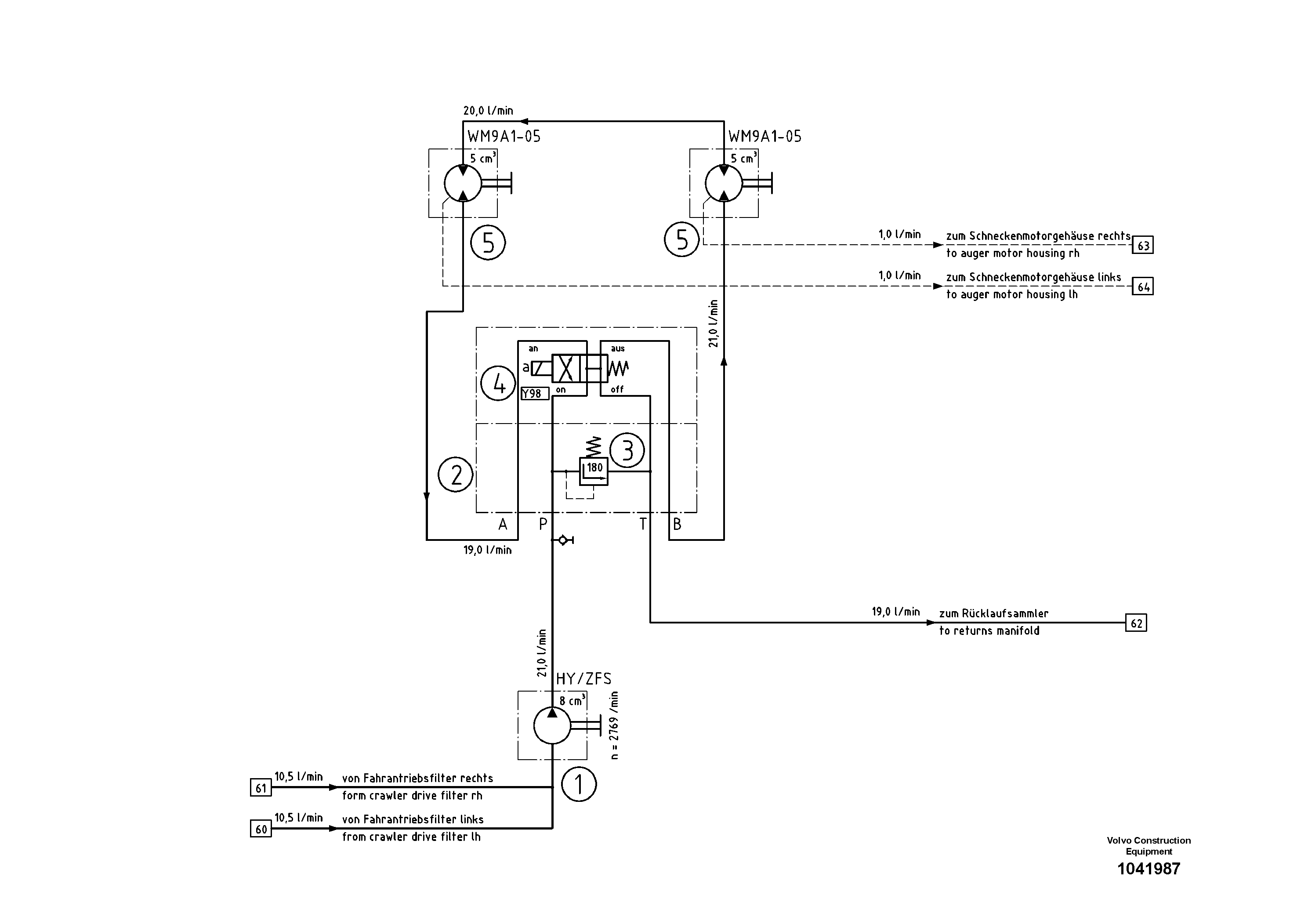 Схема запчастей Volvo ABG9820 - 96897 Hydraulic diagram ABG9820 S/N 20812 -