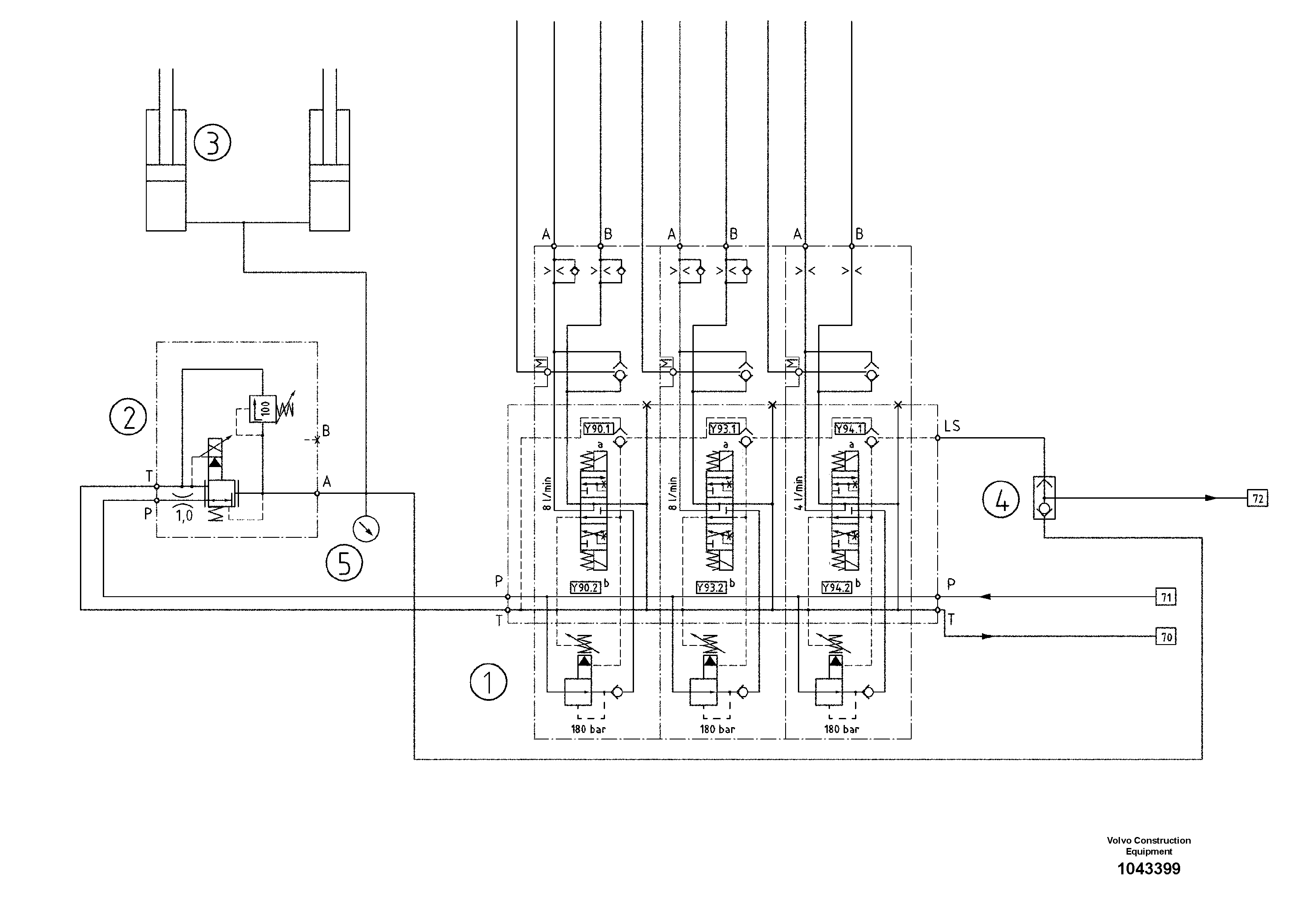 Схема запчастей Volvo ABG9820 - 95183 Hydraulic diagram ABG9820 S/N 20812 -