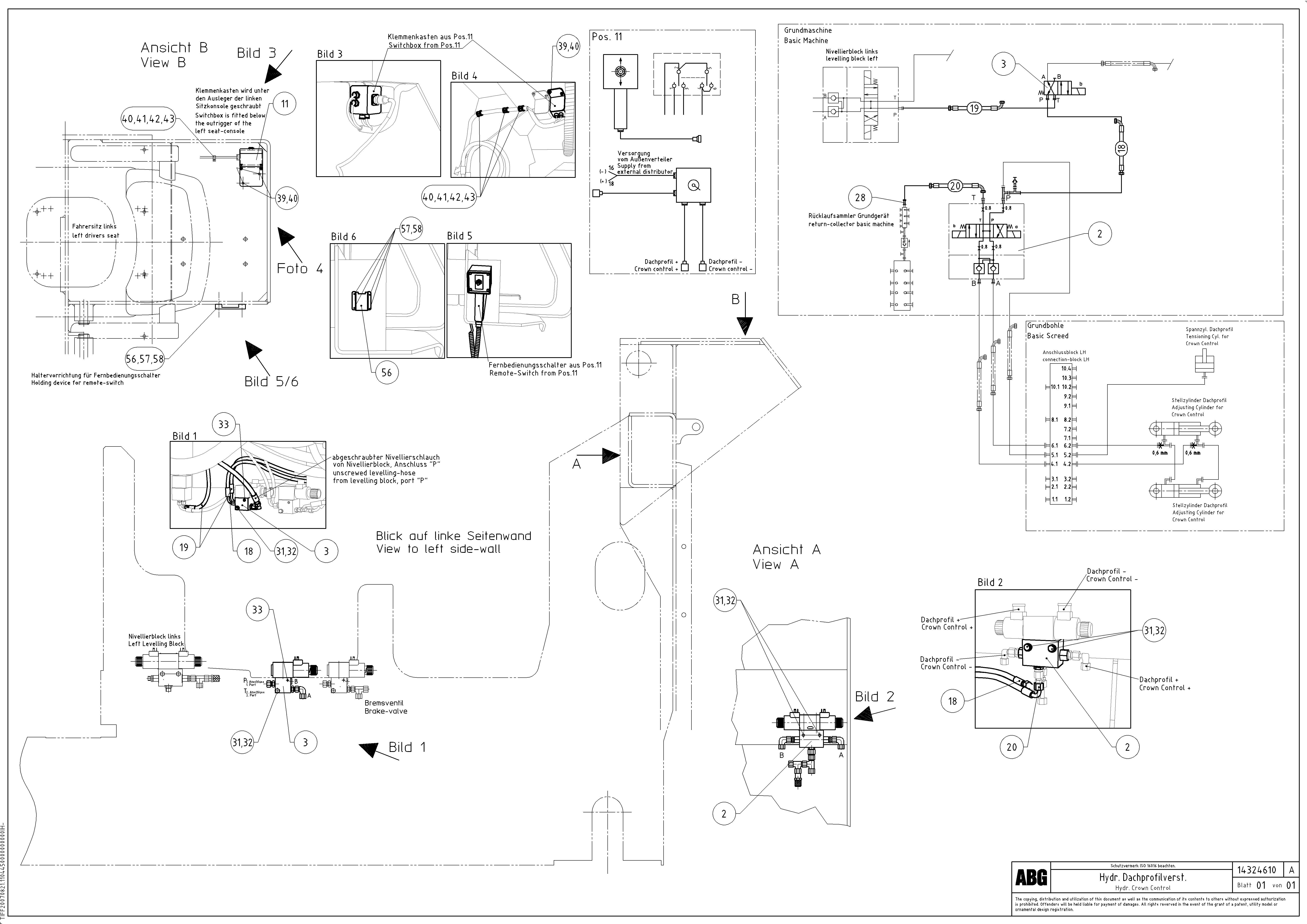 Схема запчастей Volvo ABG9820 - 79619 Hydraulic crown control VB 88 ETC ATT. SCREED 3,0 - 9,0 M ABG9820