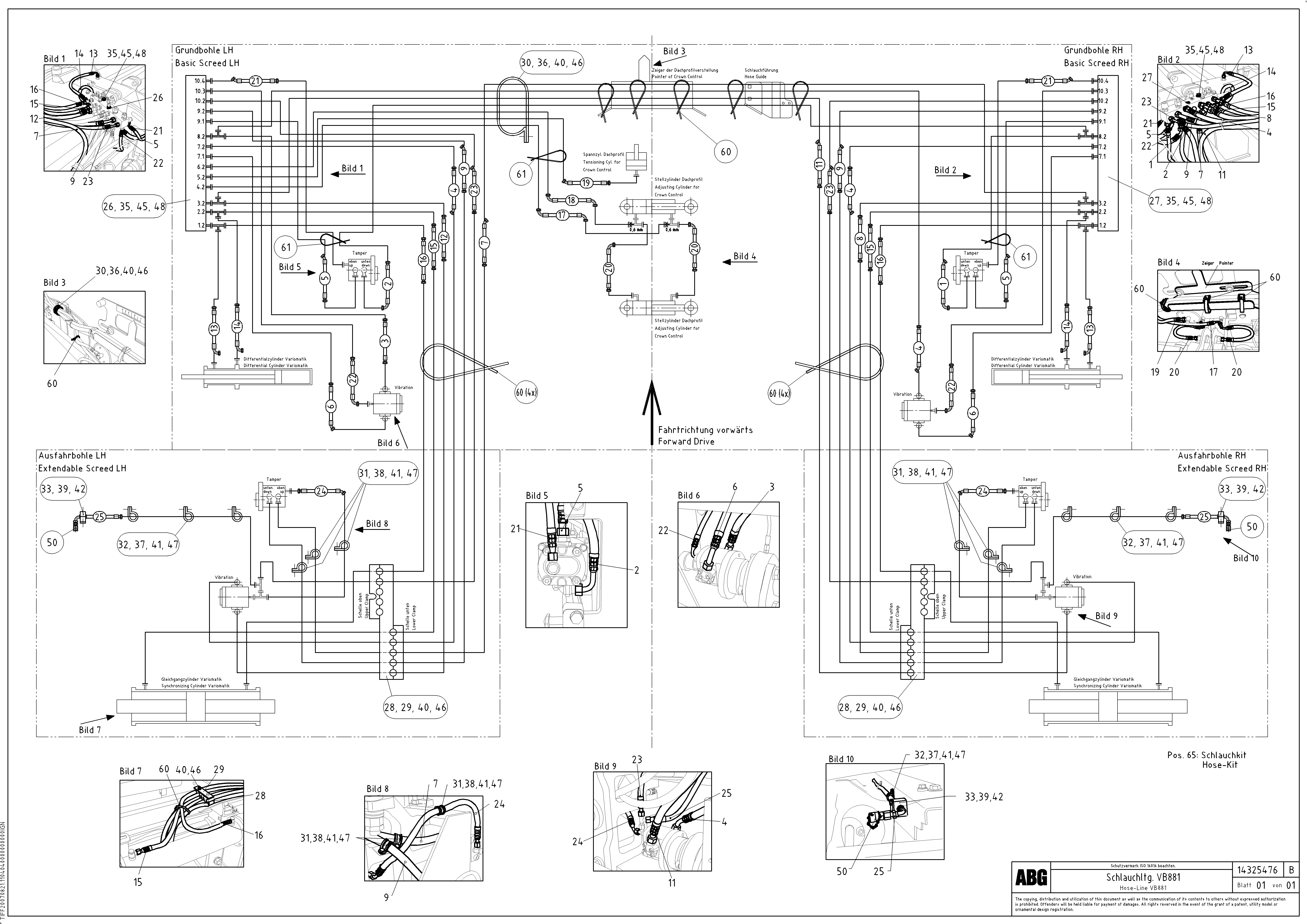 Схема запчастей Volvo ABG9820 - 68832 Hose lines from connection block VB 88 GTC ATT. SCREEDS 3,0 - 9,0M ABG9820