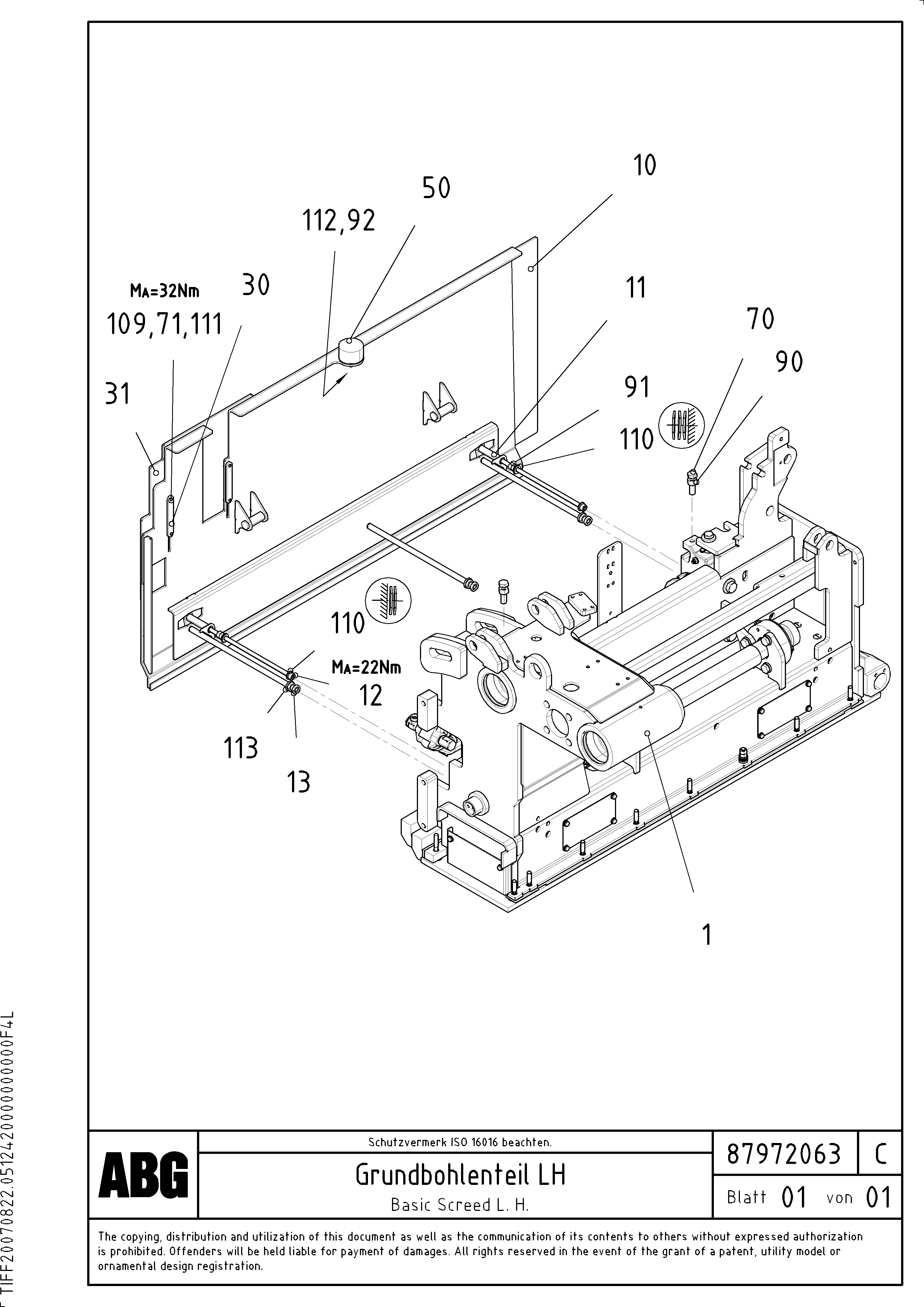 Схема запчастей Volvo ABG9820 - 72935 Basic screed VDT-V 88 GTC ATT. SCREEDS 3,0 - 9,0M ABG9820
