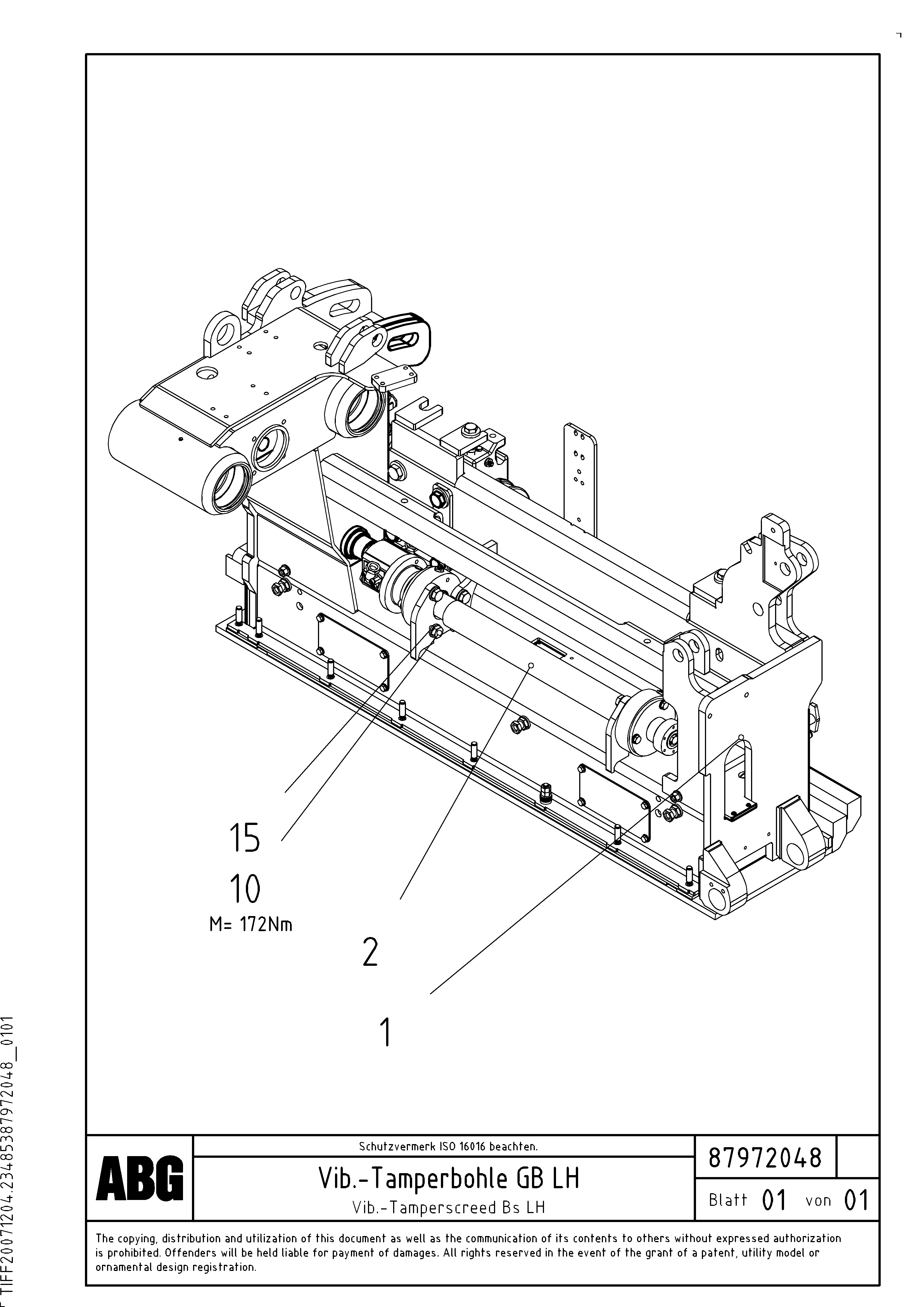 Схема запчастей Volvo ABG9820 - 75640 Vib.-tamperscreed for basic screed VDT-V 88 GTC ATT. SCREEDS 3,0 - 9,0M ABG9820