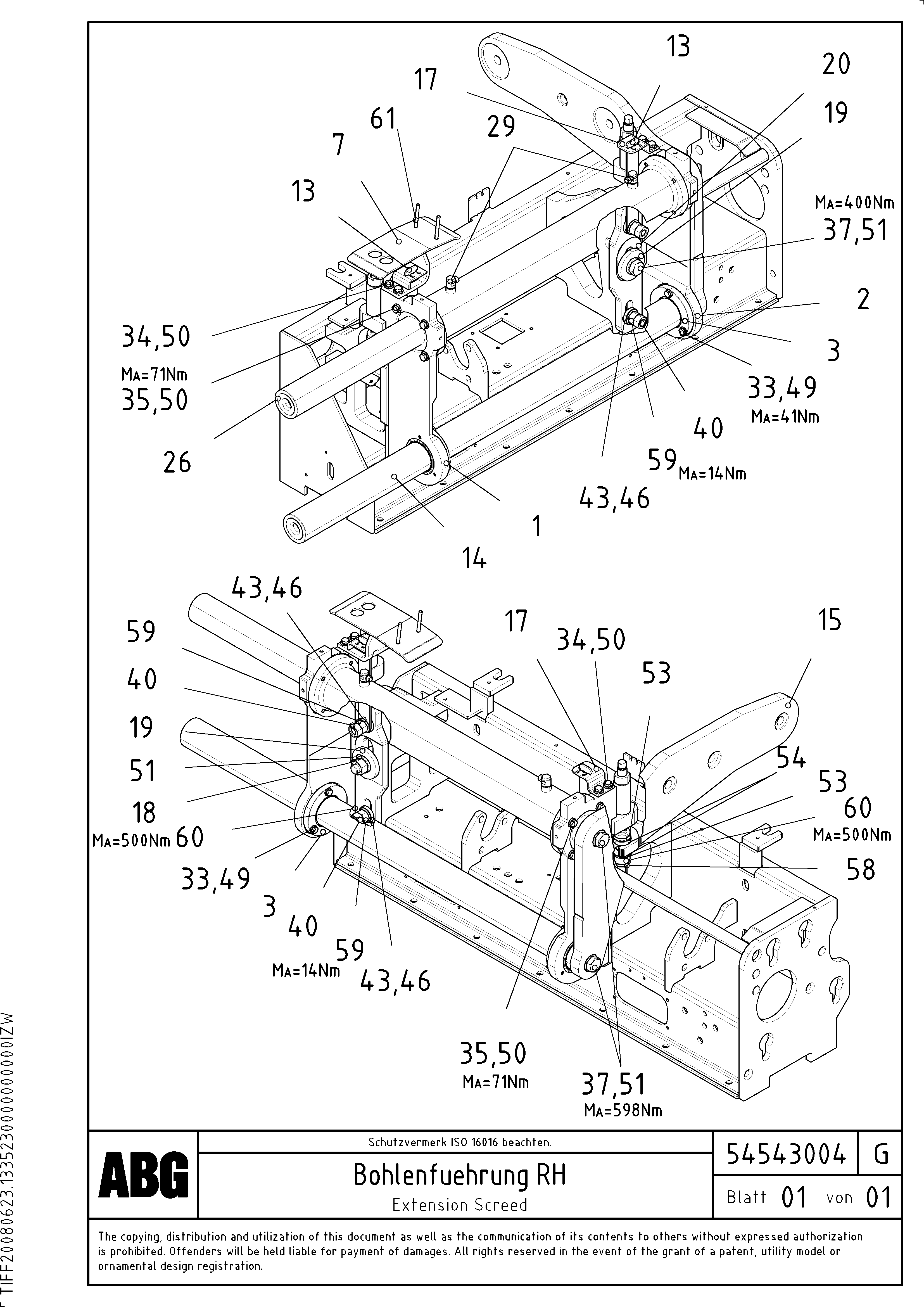 Схема запчастей Volvo ABG9820 - 102827 Extension with mechanical holder, bushing and synchronizing cylinder VDT-V 88 ETC SCREEDS 3,0 - 9,0M ABG9820