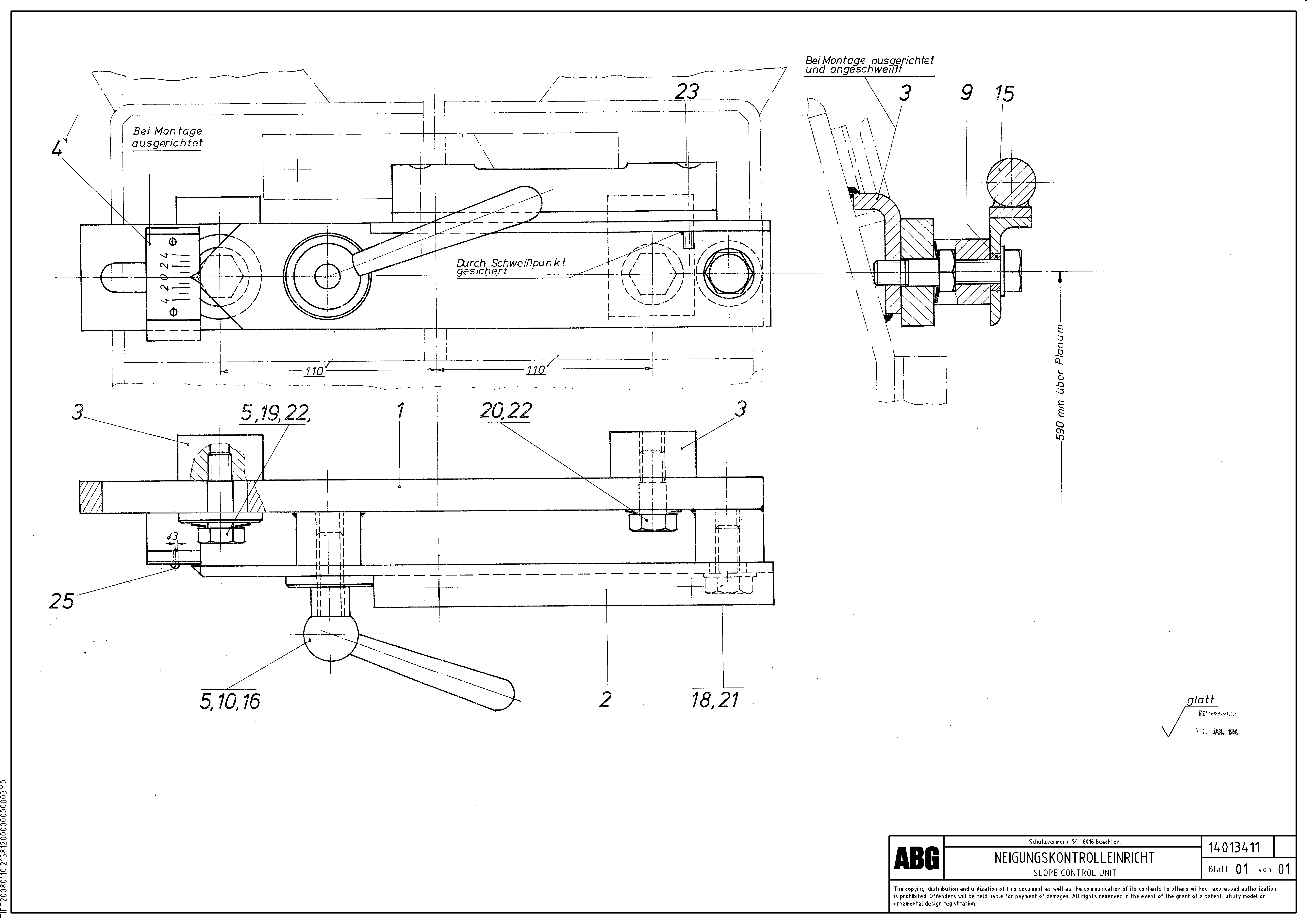 Схема запчастей Volvo ABG9820 - 70907 Slope Control VDT 120 ATT. SCREEDS 3,0 -13,0M ABG9820