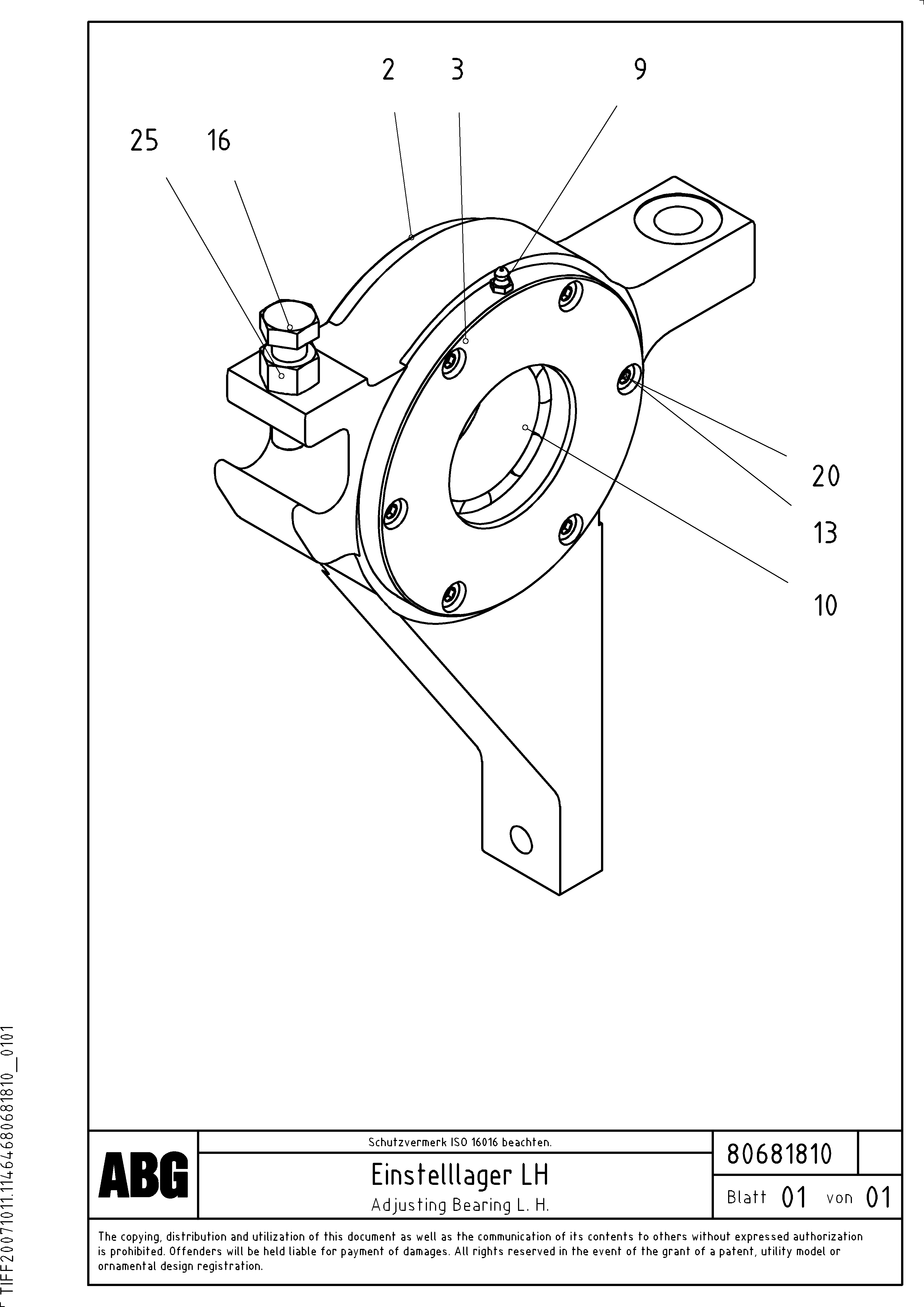 Схема запчастей Volvo ABG9820 - 71772 Adjusting bearing housing for extension VDT 120 VARIO ATT. SCREEDS 5,0 -12,5M ABG9820
