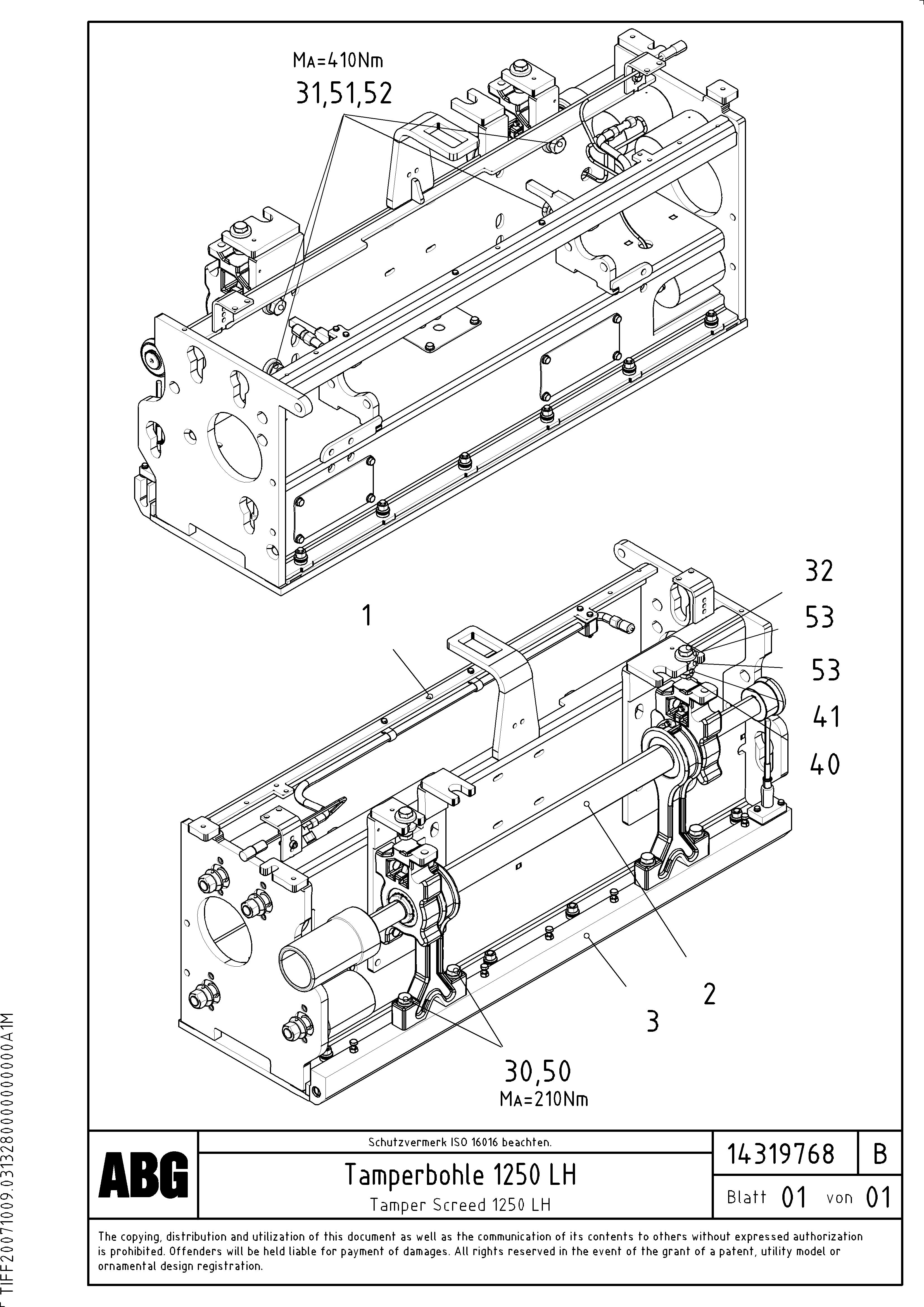 Схема запчастей Volvo ABG9820 - 69611 Tamper screed for extension VB 89 ETC ATT. SCREEDS 3,0 - 9,0M ABG9820