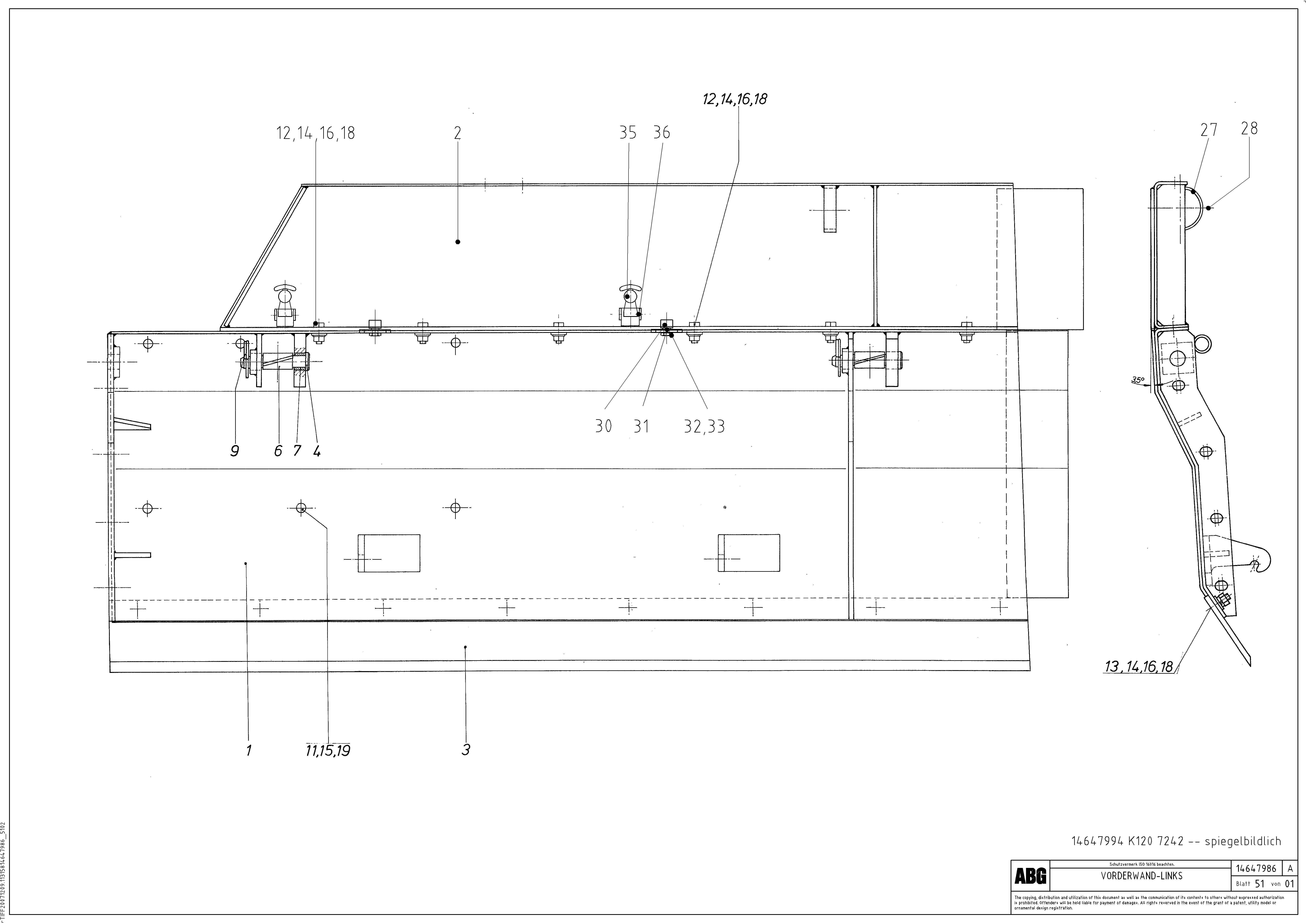 Схема запчастей Volvo ABG9820 - 83591 Deflector plate for basic screed MB 120 ATT. SCREEDS 3,0 -16,0M ABG9820