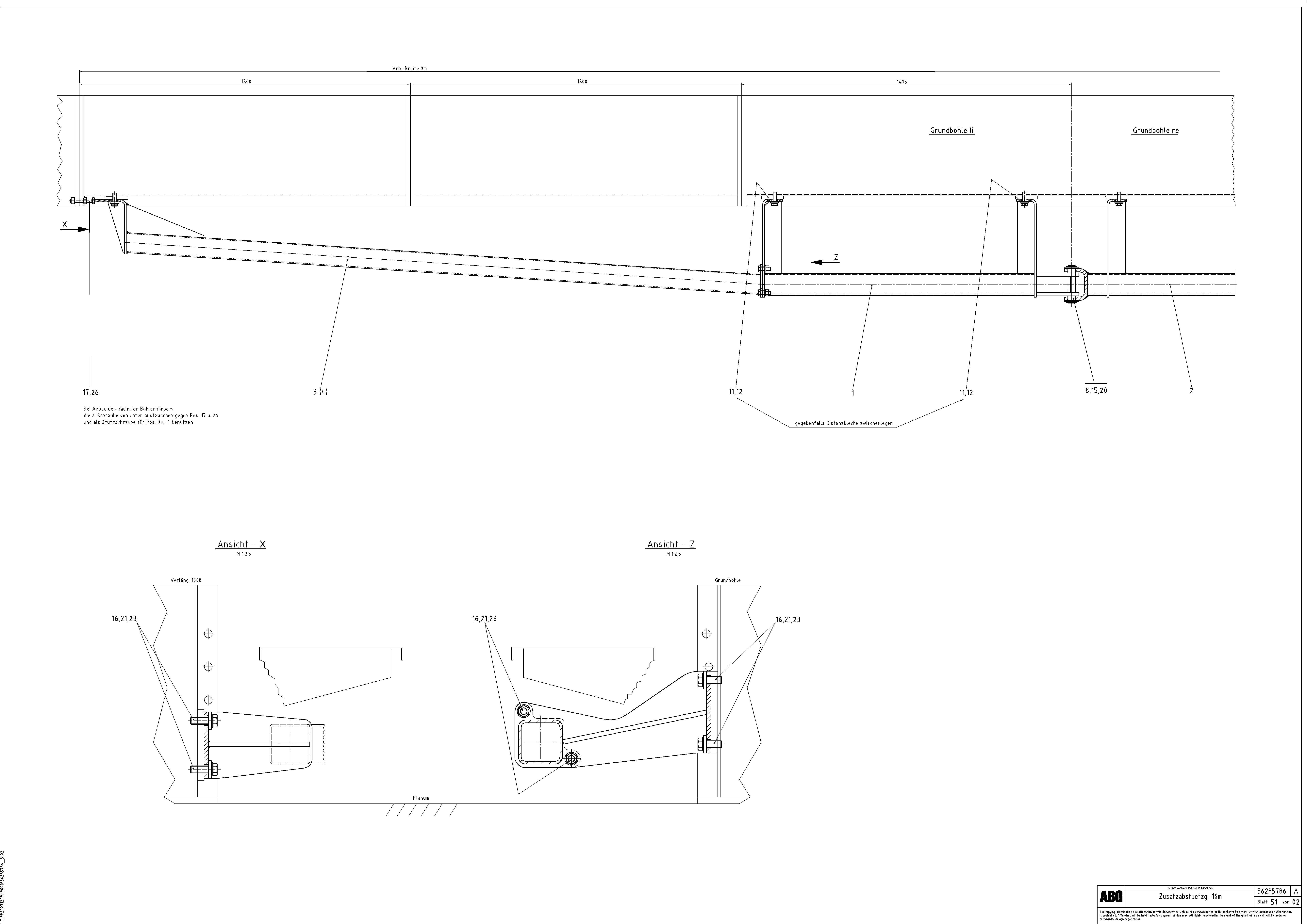 Схема запчастей Volvo ABG9820 - 67079 Optional support tube assembly for extendable screed MB 120 ATT. SCREEDS 3,0 -16,0M ABG9820