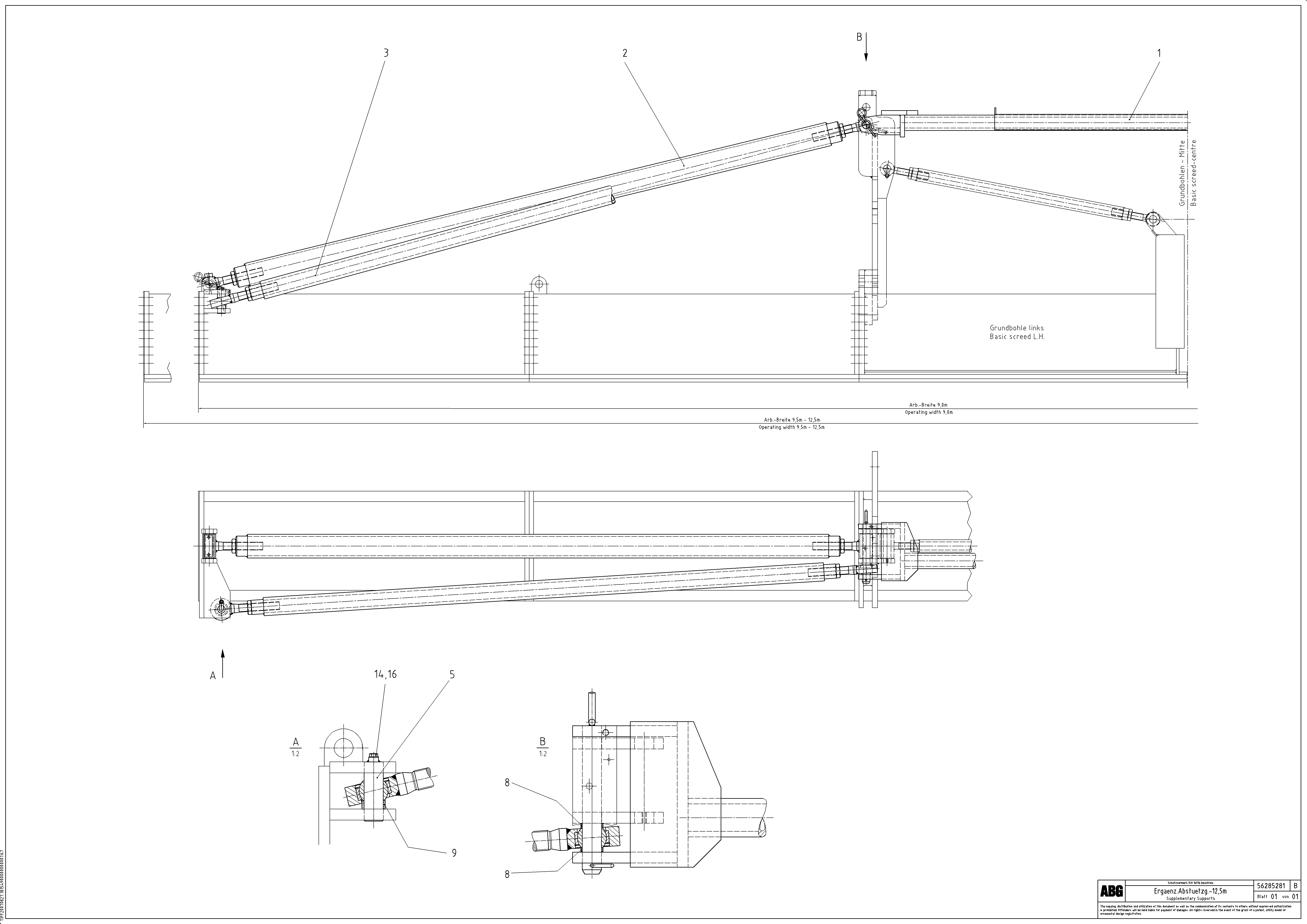Схема запчастей Volvo ABG9820 - 67080 Support tube assembly for extendable screed MB 120 ATT. SCREEDS 3,0 -16,0M ABG9820