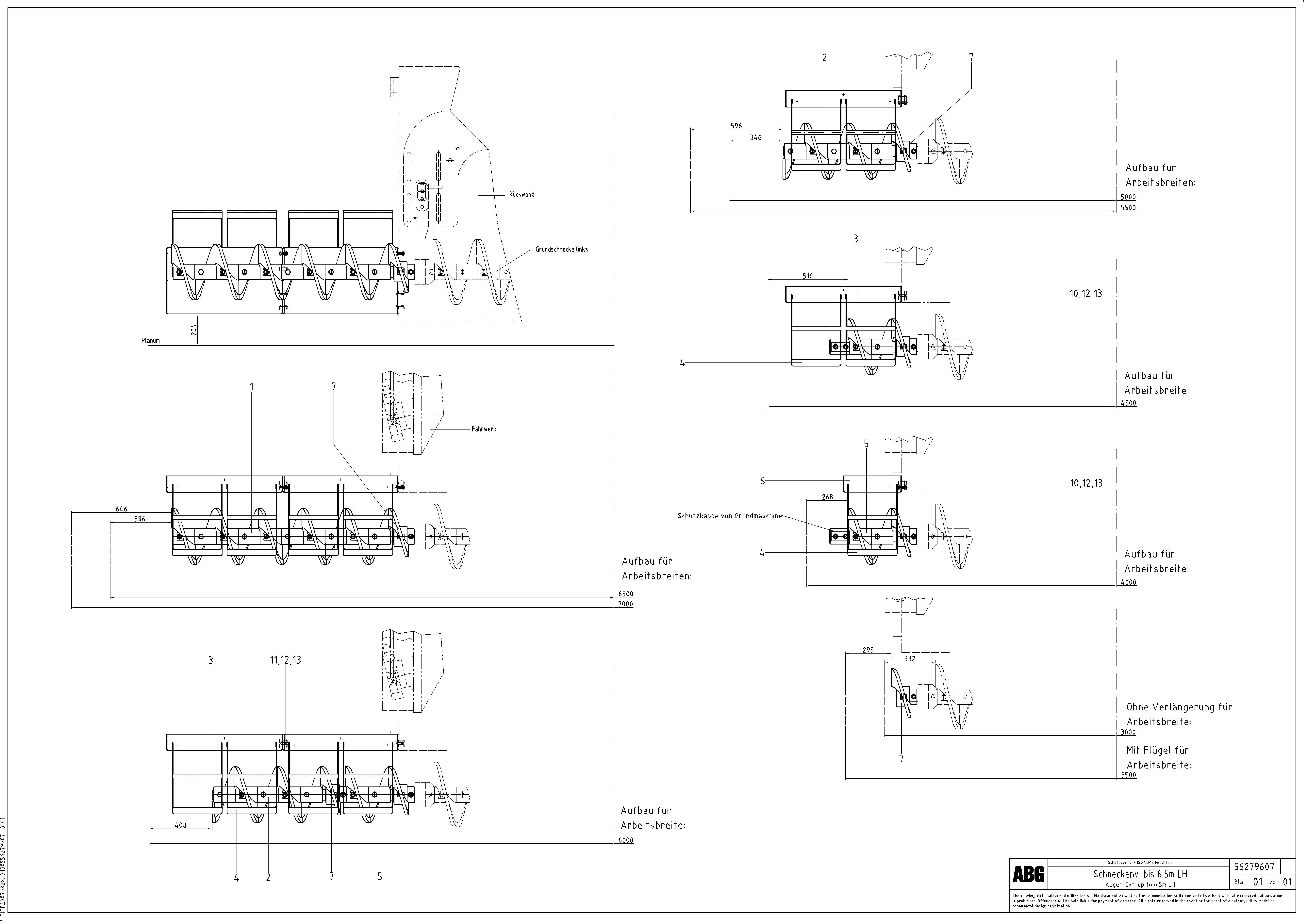 Схема запчастей Volvo ABG9820 - 62416 Auger extension, Variomatic MB 120 ATT. SCREEDS 3,0 -16,0M ABG9820