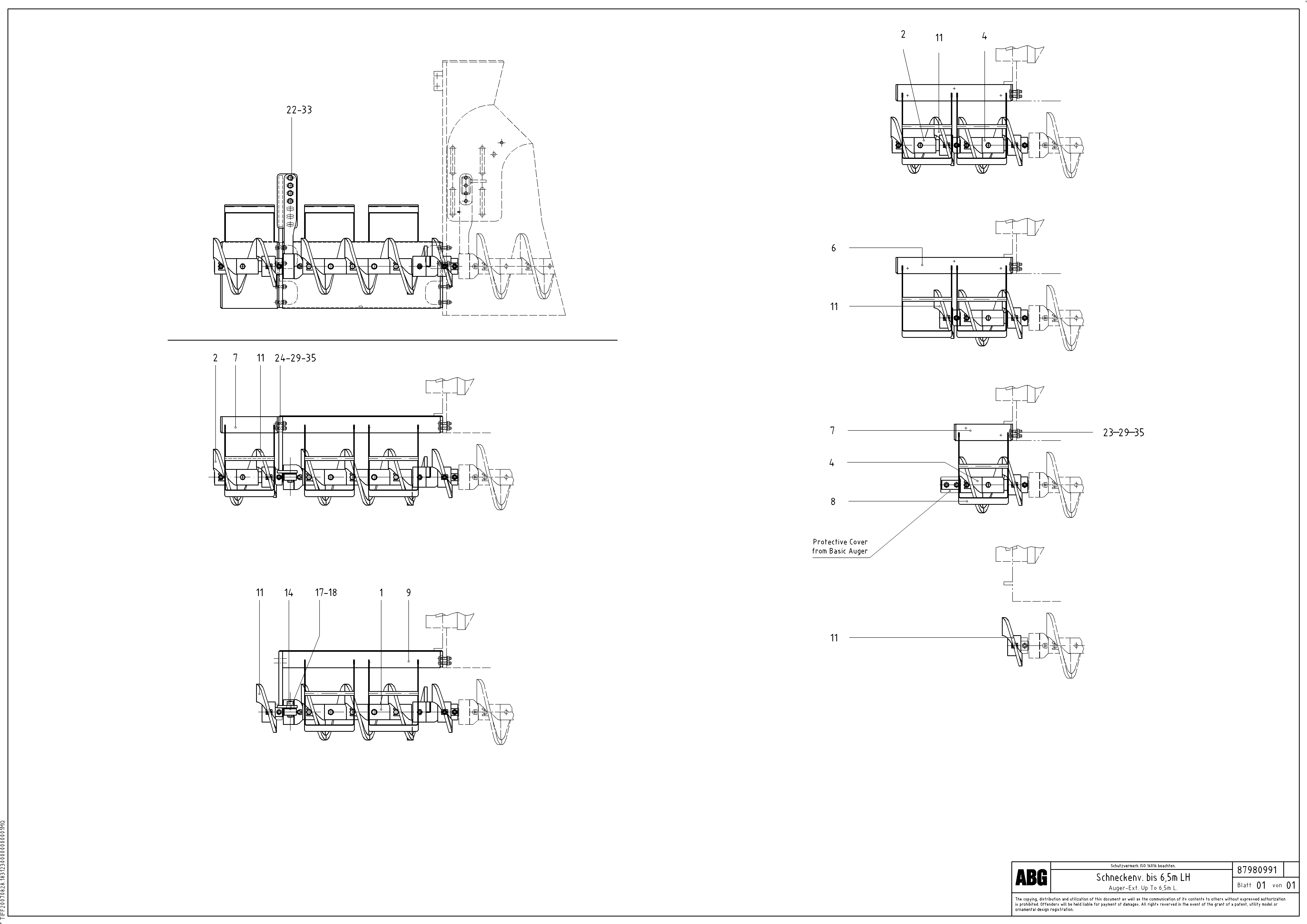 Схема запчастей Volvo ABG9820 - 67092 Auger extension, Variomatic MB 120 ATT. SCREEDS 3,0 -16,0M ABG9820