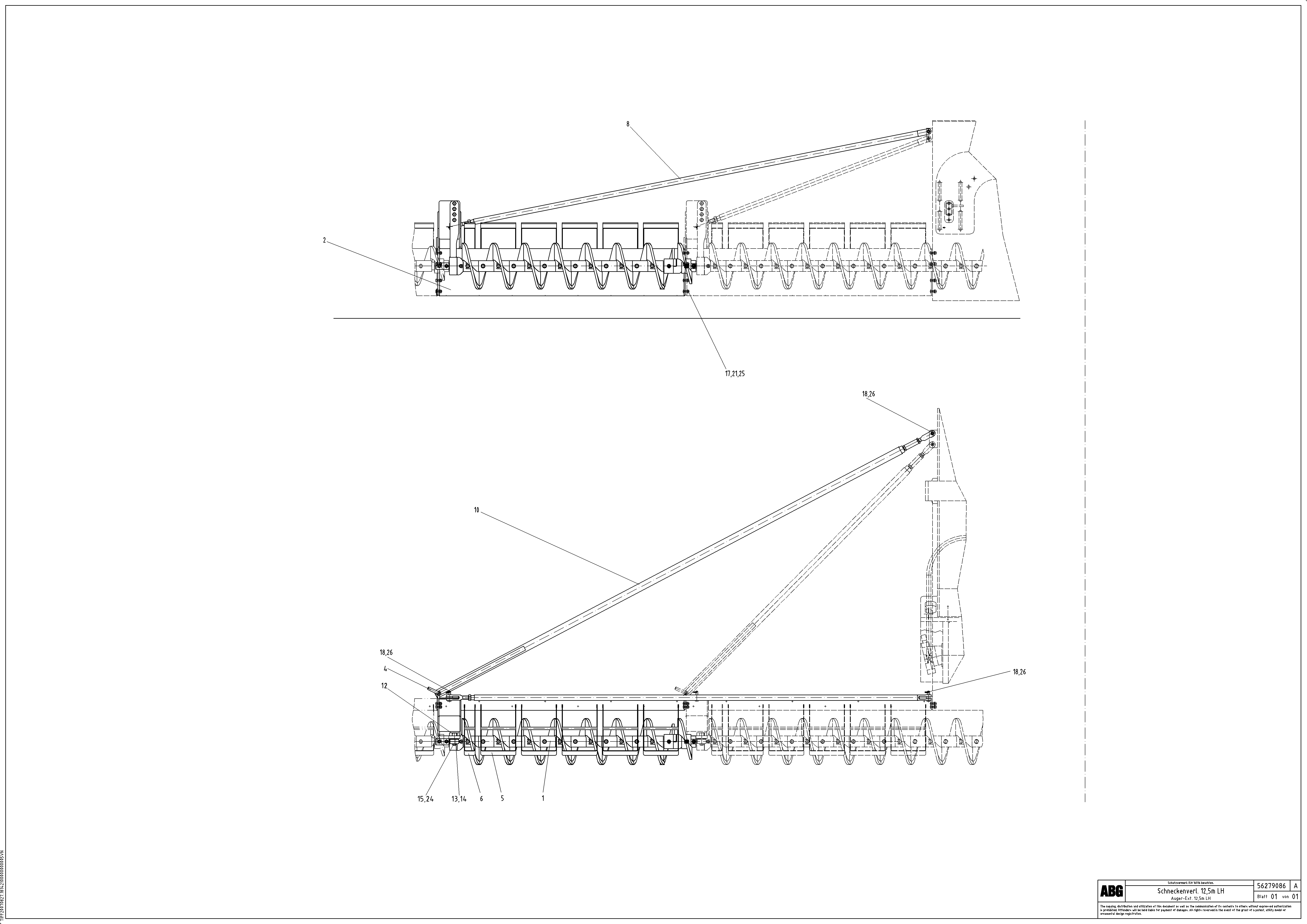 Схема запчастей Volvo ABG9820 - 67097 Auger extension, Variomatic MB 120 ATT. SCREEDS 3,0 -16,0M ABG9820