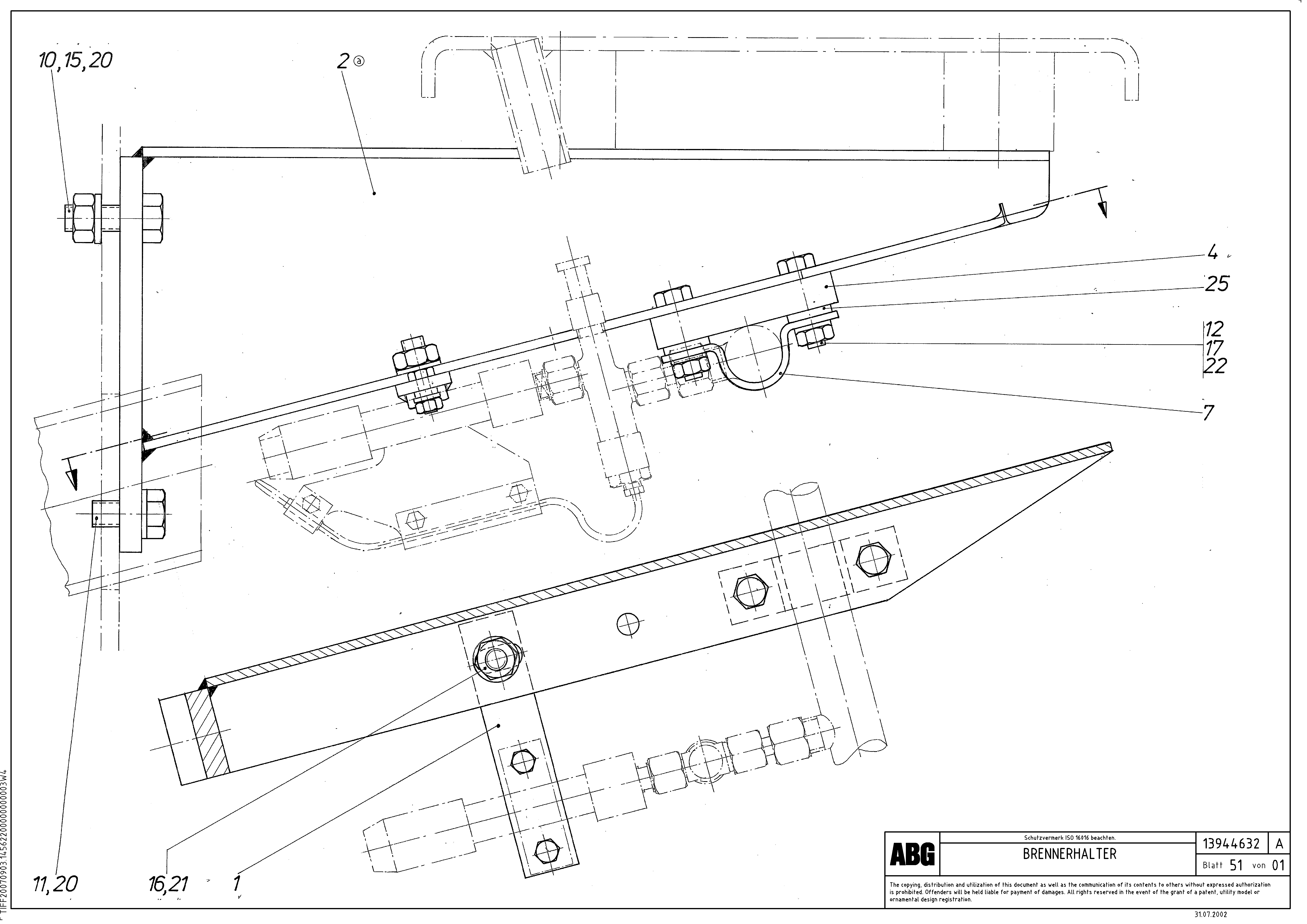Схема запчастей Volvo ABG9820 - 62474 Gas burner holder MB 120 VARIO ATT. SCREEDS 5,0 -12,5M ABG9820