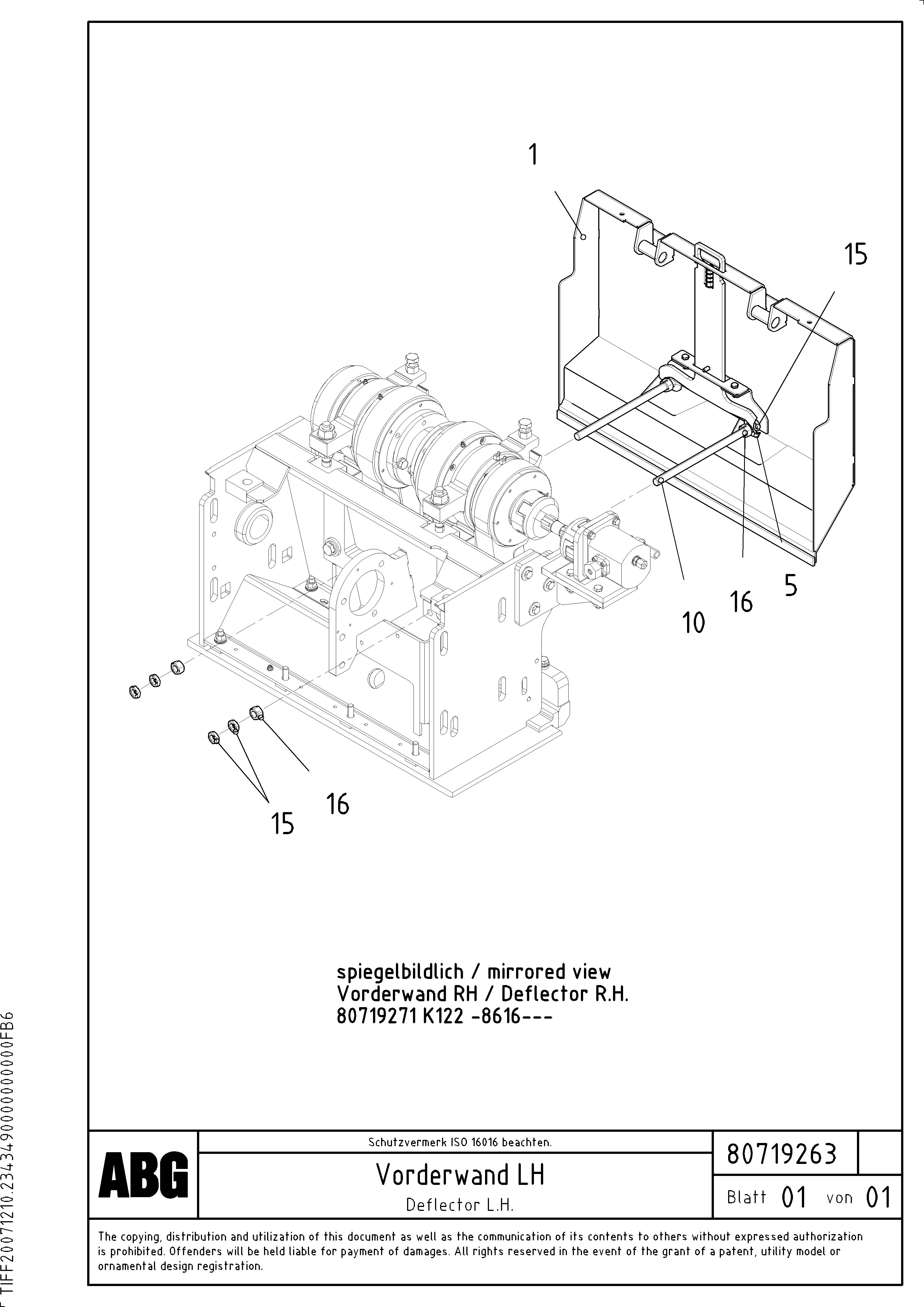Схема запчастей Volvo ABG9820 - 68780 Deflector for extension MB 120 VARIO ATT. SCREEDS 5,0 -12,5M ABG9820