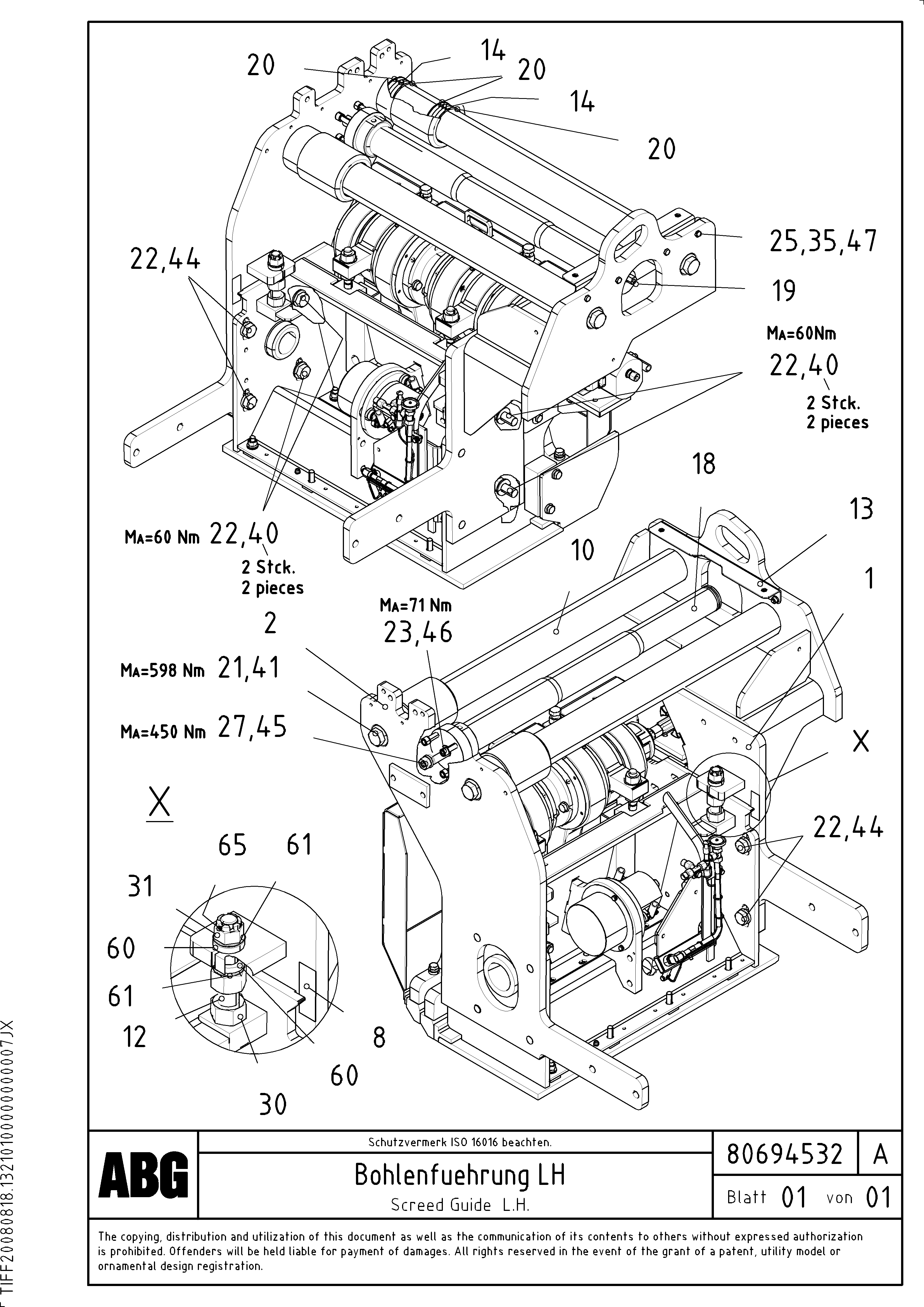 Схема запчастей Volvo ABG9820 - 68782 Screed guide for extandable screed MB 120 VARIO ATT. SCREEDS 5,0 -12,5M ABG9820