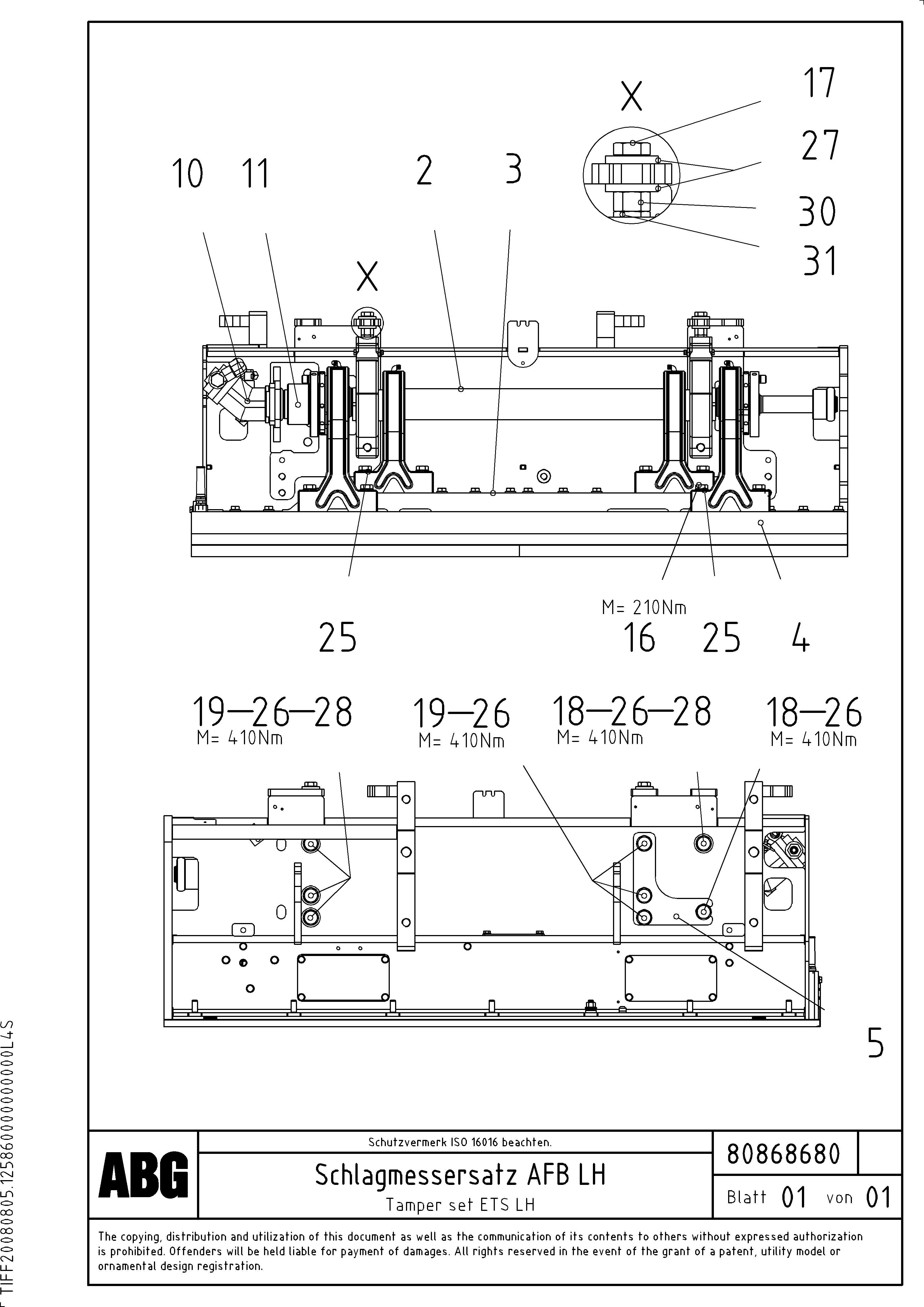 Схема запчастей Volvo ABG9820 - 64249 Tamper set for extendable screed VDT-V 89 ETC ATT. SCREEDS 3,0 - 9,0M ABG9820