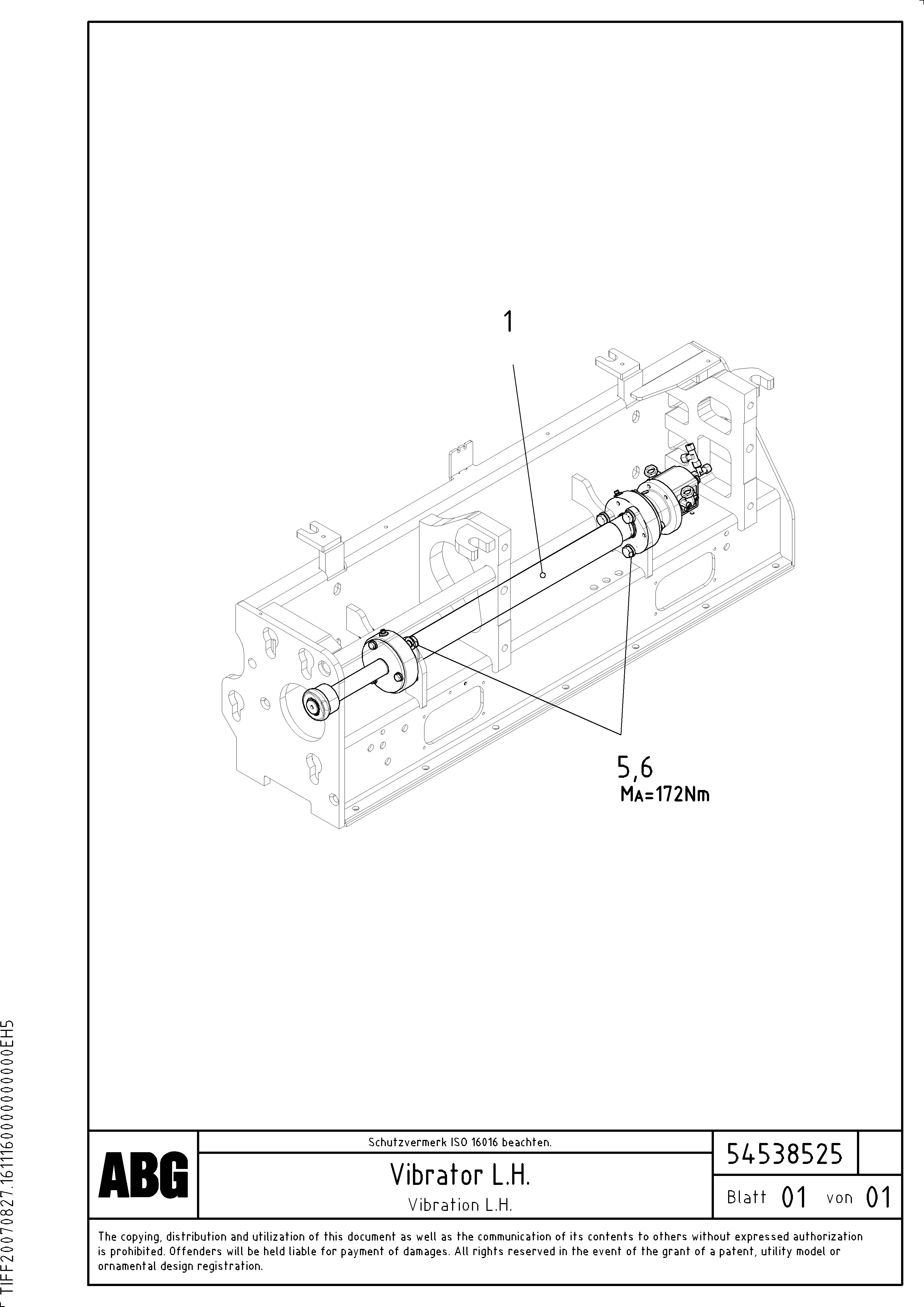 Схема запчастей Volvo ABG9820 - 64502 Vibration axle for extendable screed VDT-V 89 ETC ATT. SCREEDS 3,0 - 9,0M ABG9820