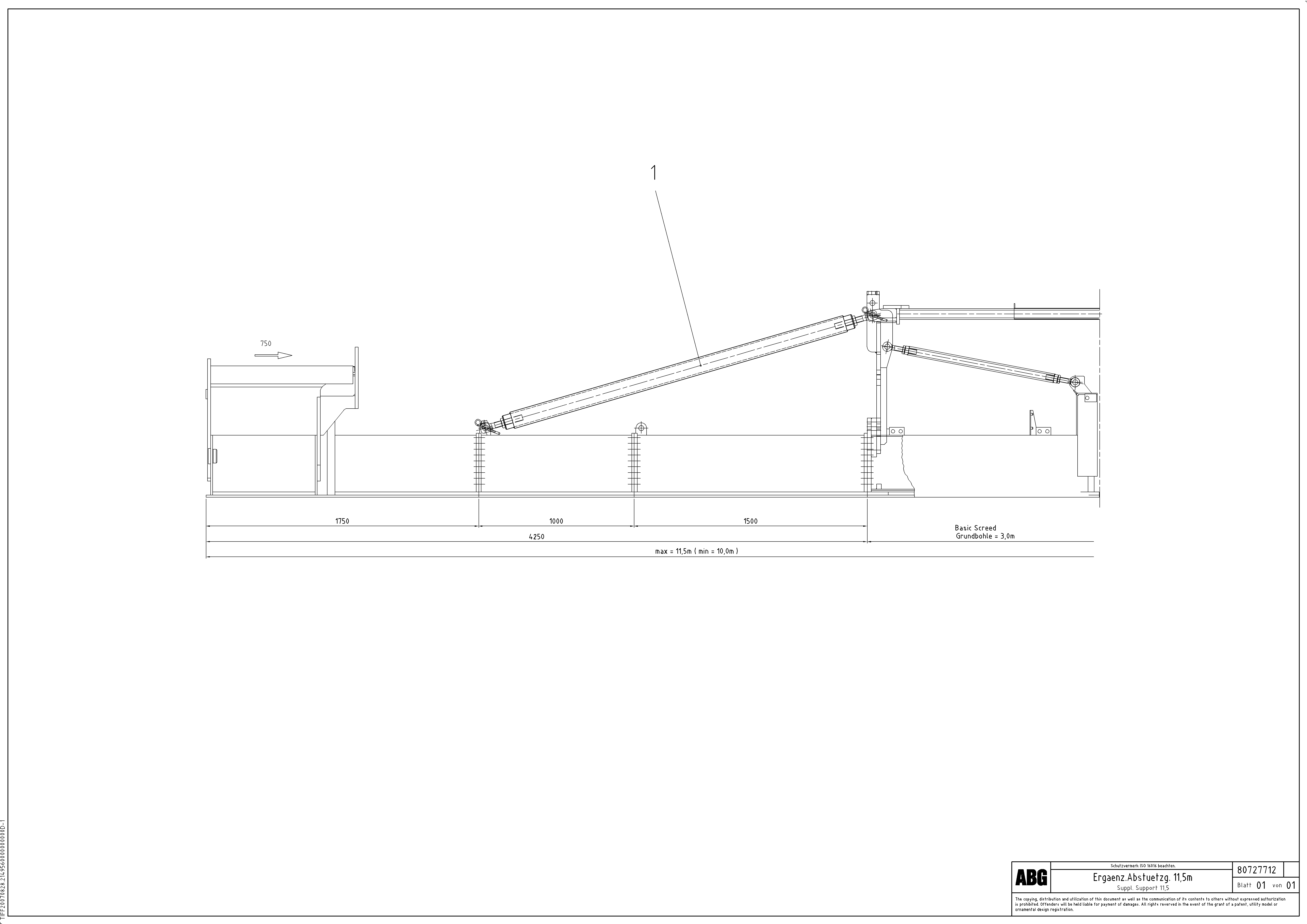 Схема запчастей Volvo ABG9820 - 63586 Support tube for extendable screed MB 120 VARIO ATT. SCREEDS 5,0 -12,5M ABG9820