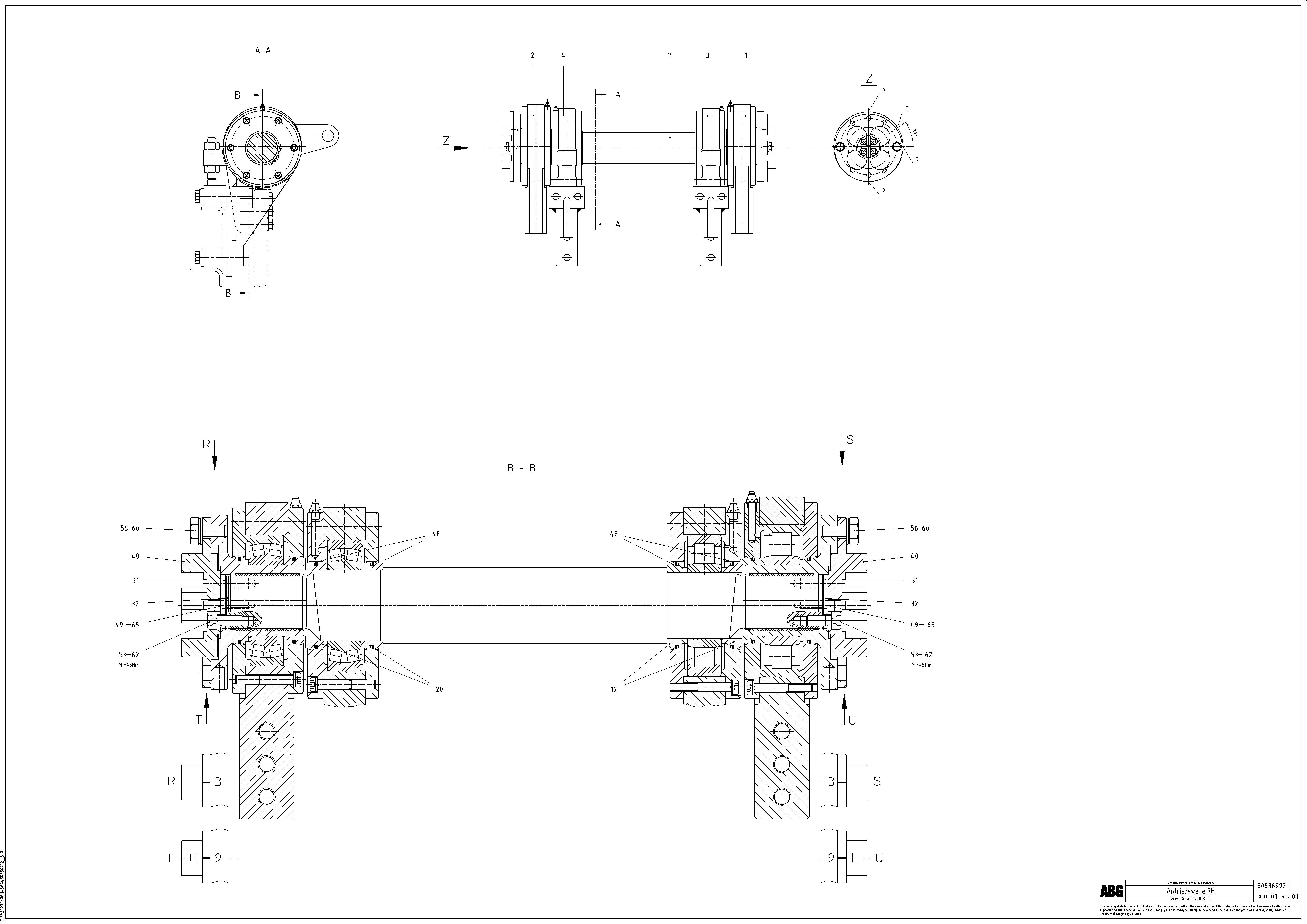 Схема запчастей Volvo ABG9820 - 62445 Drive shaft for extension MB 120 ATT. SCREEDS 3,0 -16,0M ABG9820