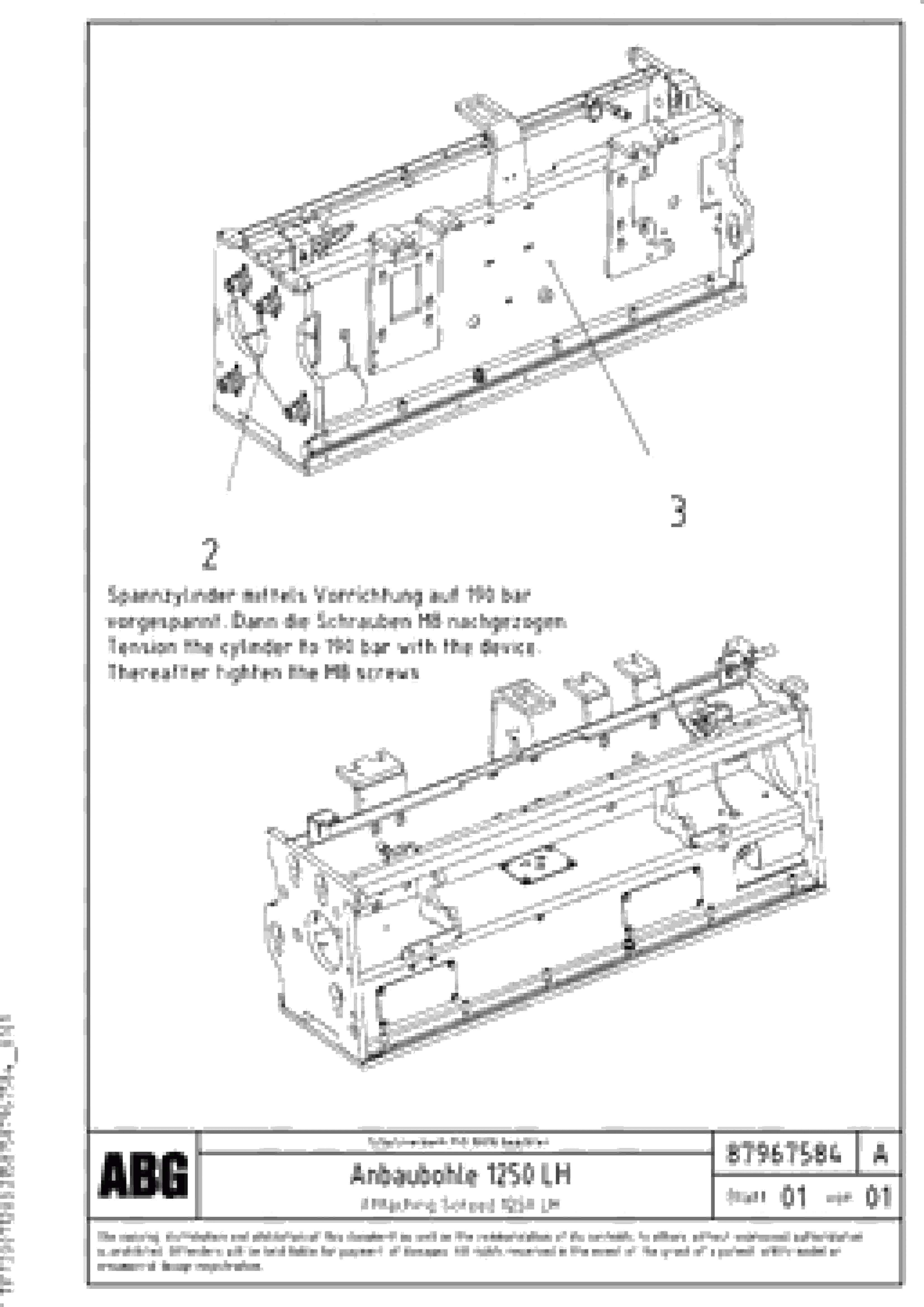 Схема запчастей Volvo ABG9820 - 80019 Attaching screed for extension VDT-V 88 ETC SCREEDS 3,0 - 9,0M ABG9820