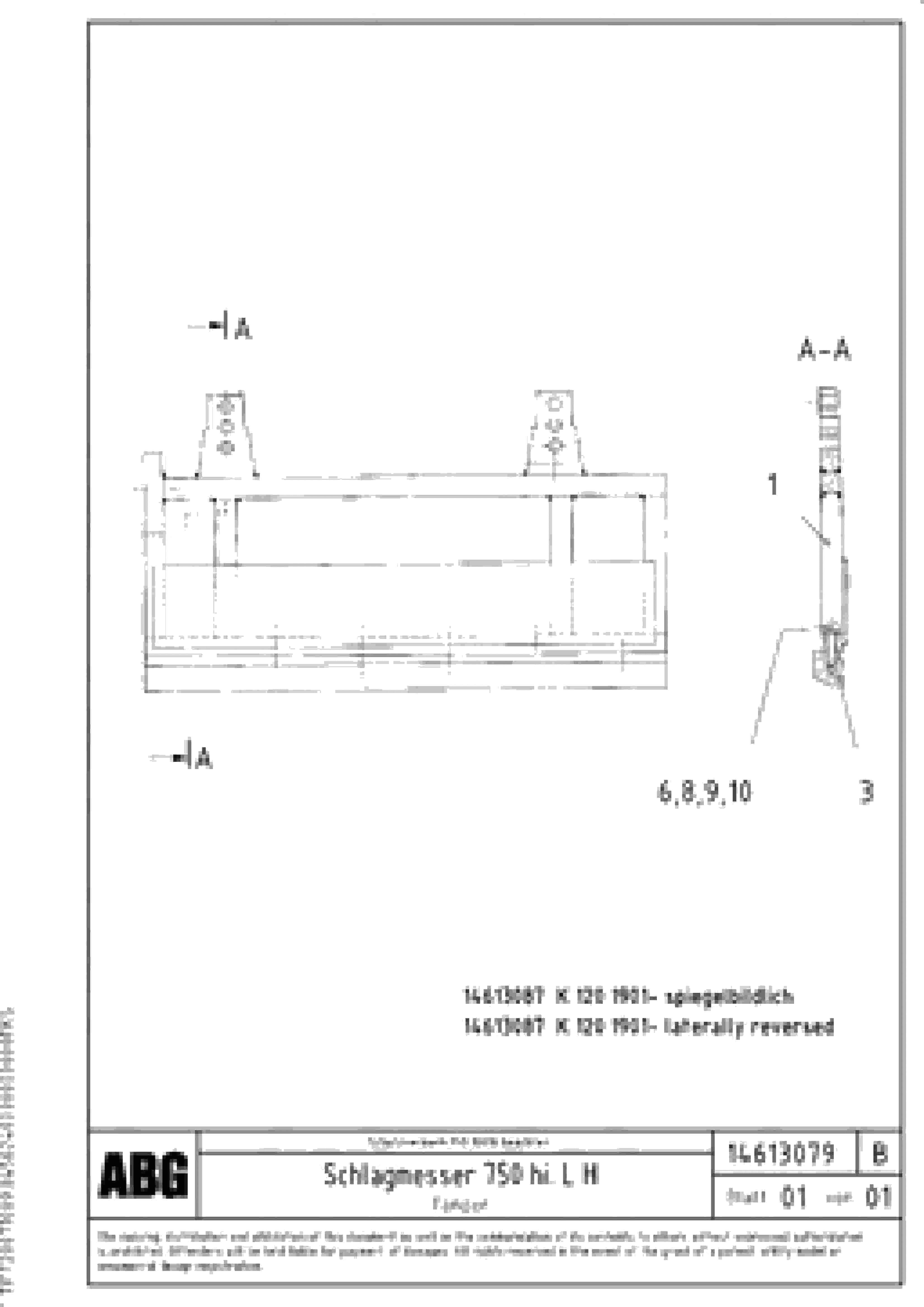 Схема запчастей Volvo ABG9820 - 62450 Tamper for basic screed MB 120 ATT. SCREEDS 3,0 -16,0M ABG9820