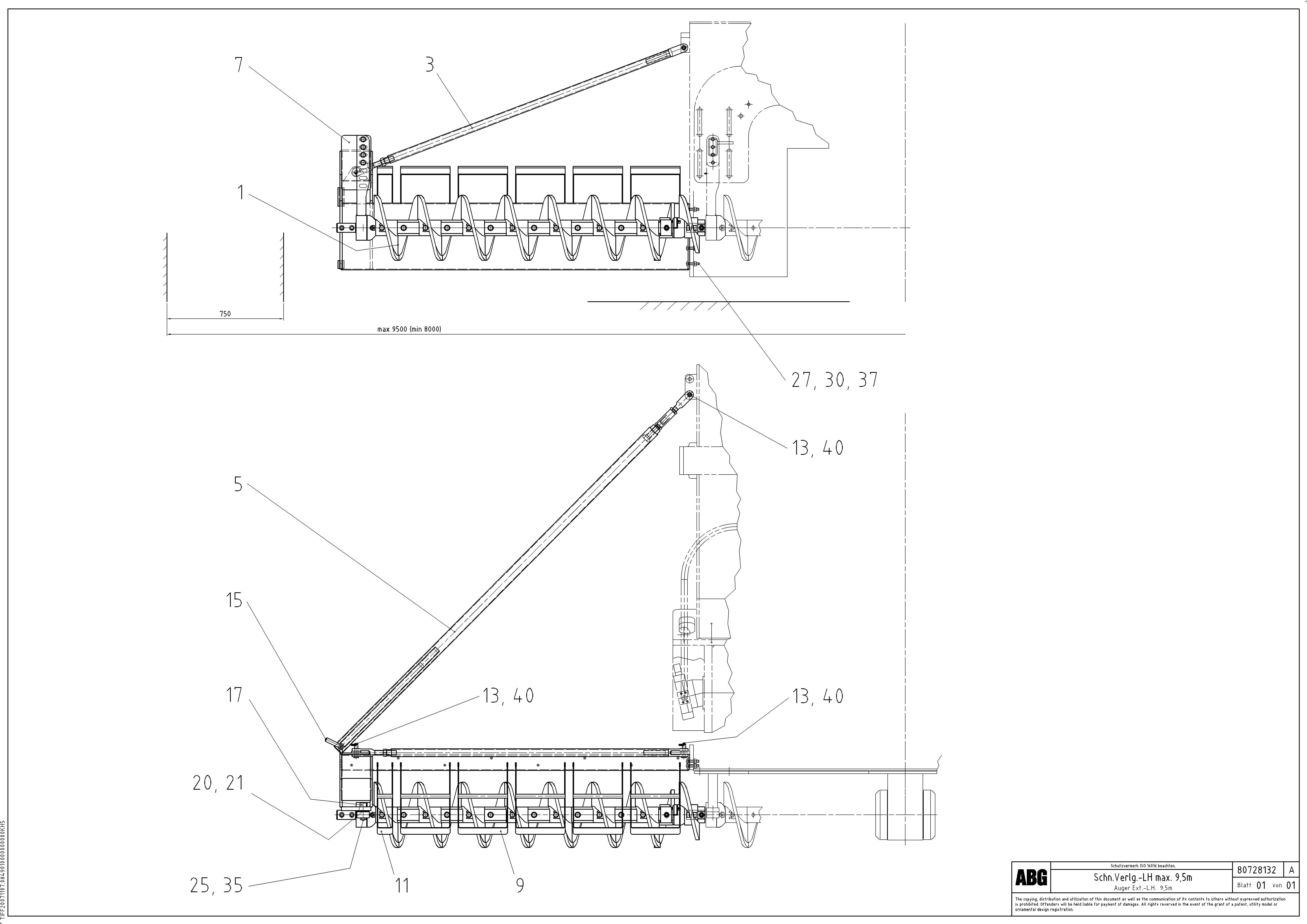 Схема запчастей Volvo ABG9820 - 63594 Auger extension, Variomatic MB 120 VARIO ATT. SCREEDS 5,0 -12,5M ABG9820