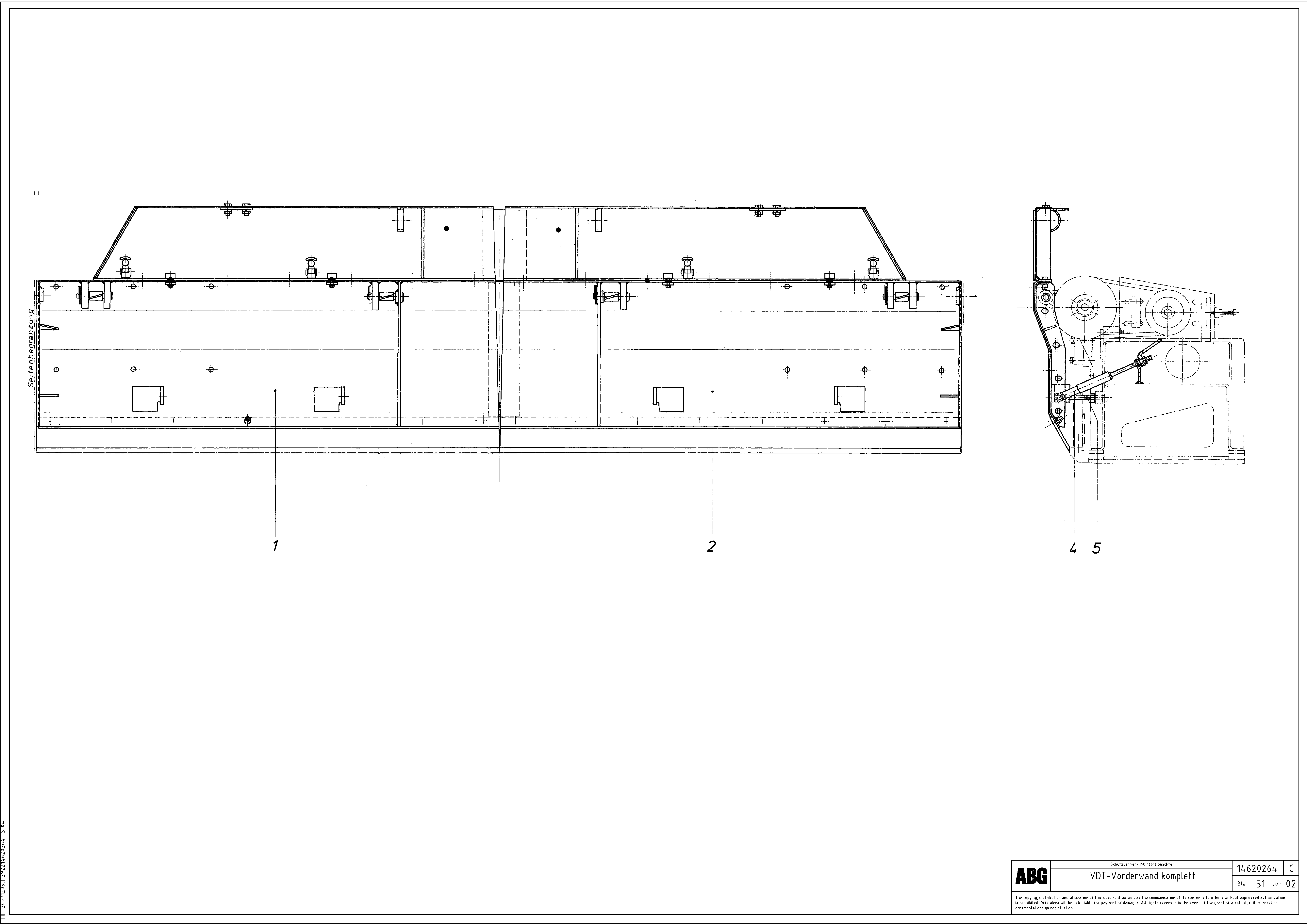 Схема запчастей Volvo ABG9820 - 69349 Front wall for basic screed VDT 120 ATT. SCREEDS 3,0 -13,0M ABG9820