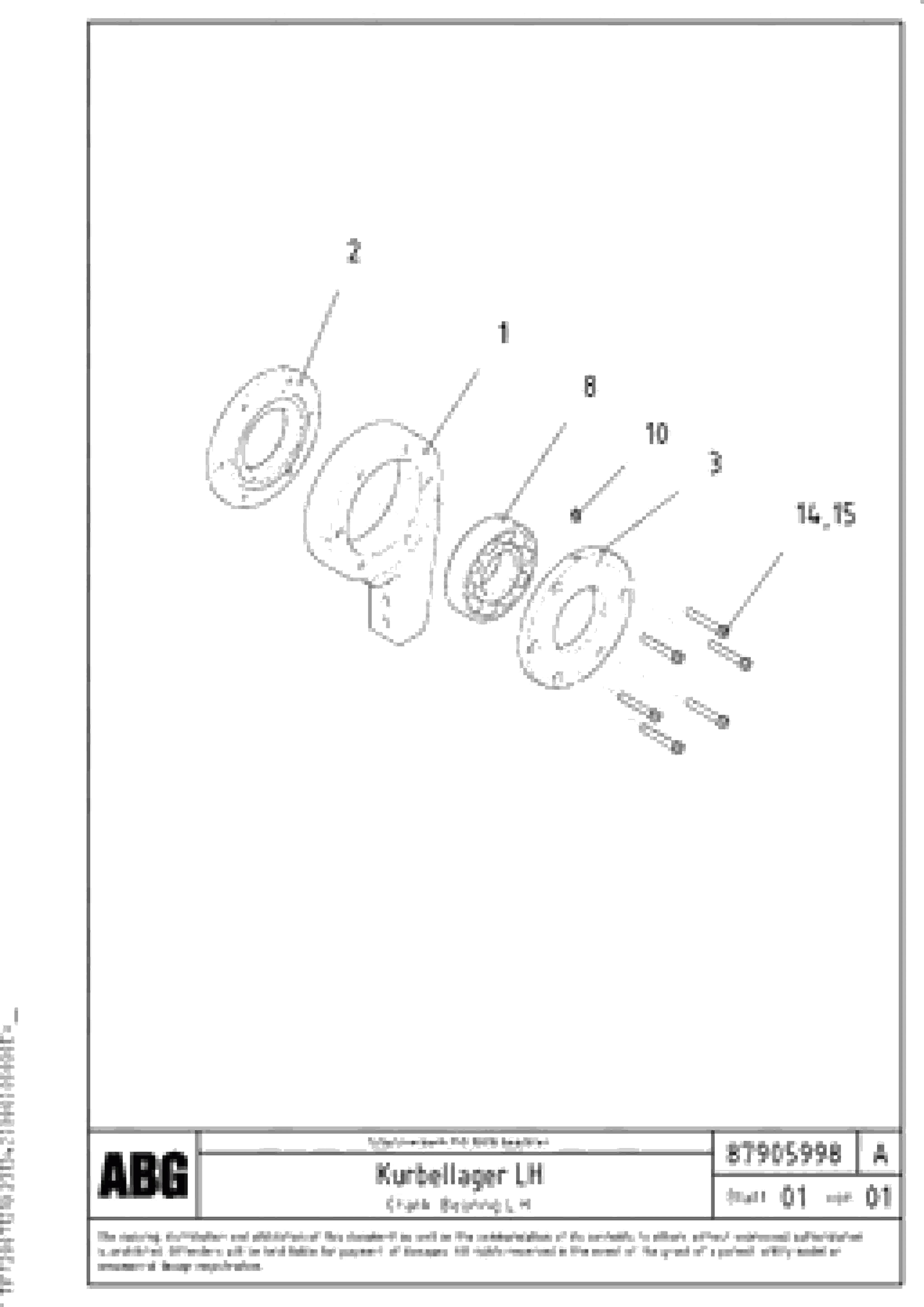 Схема запчастей Volvo ABG9820 - 65137 Crank bearing for extension MB 120 VARIO ATT. SCREEDS 5,0 -12,5M ABG9820