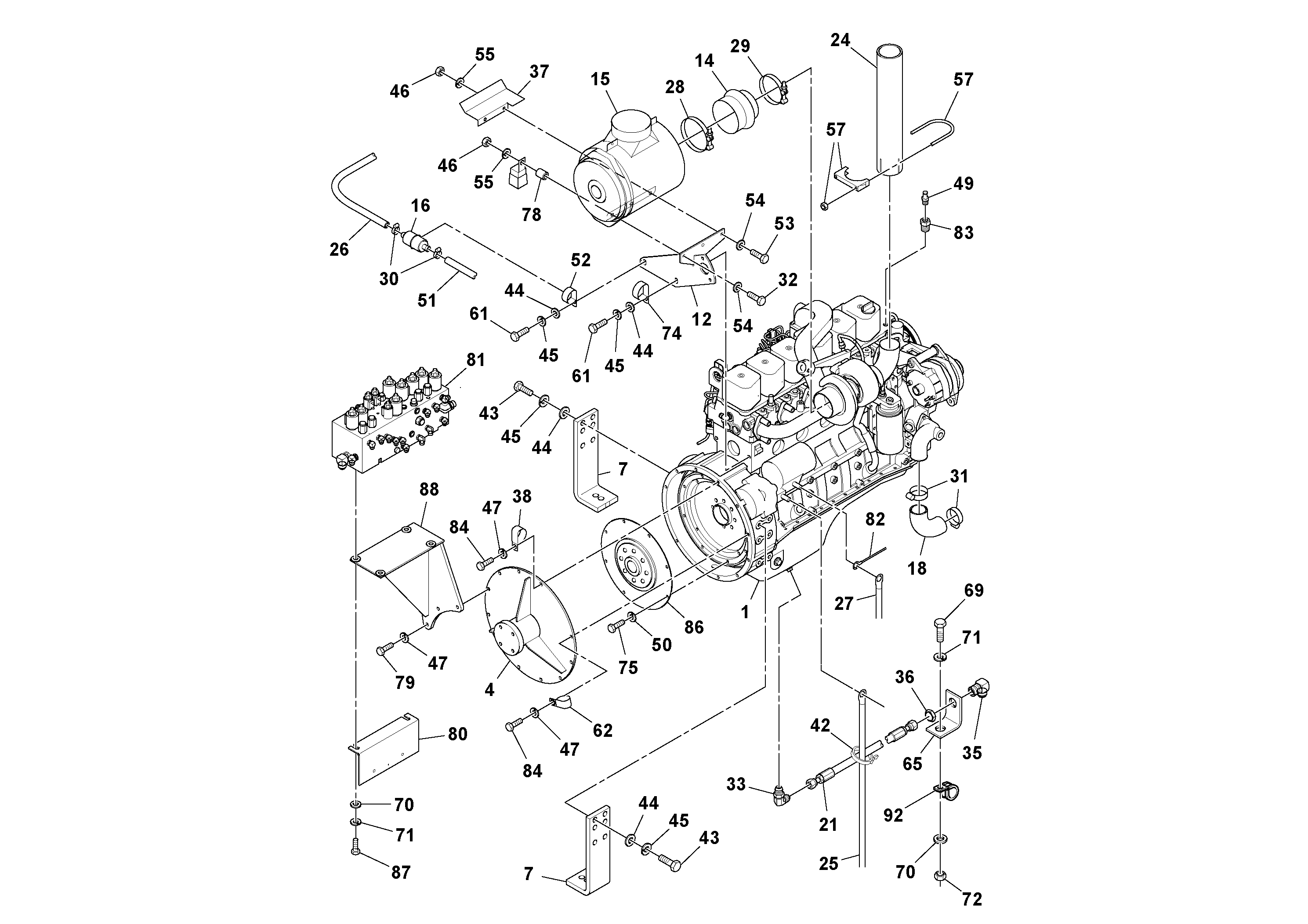Схема запчастей Volvo PF4410 - 95887 Двигатель в сборе PF4410 S/N 197449-