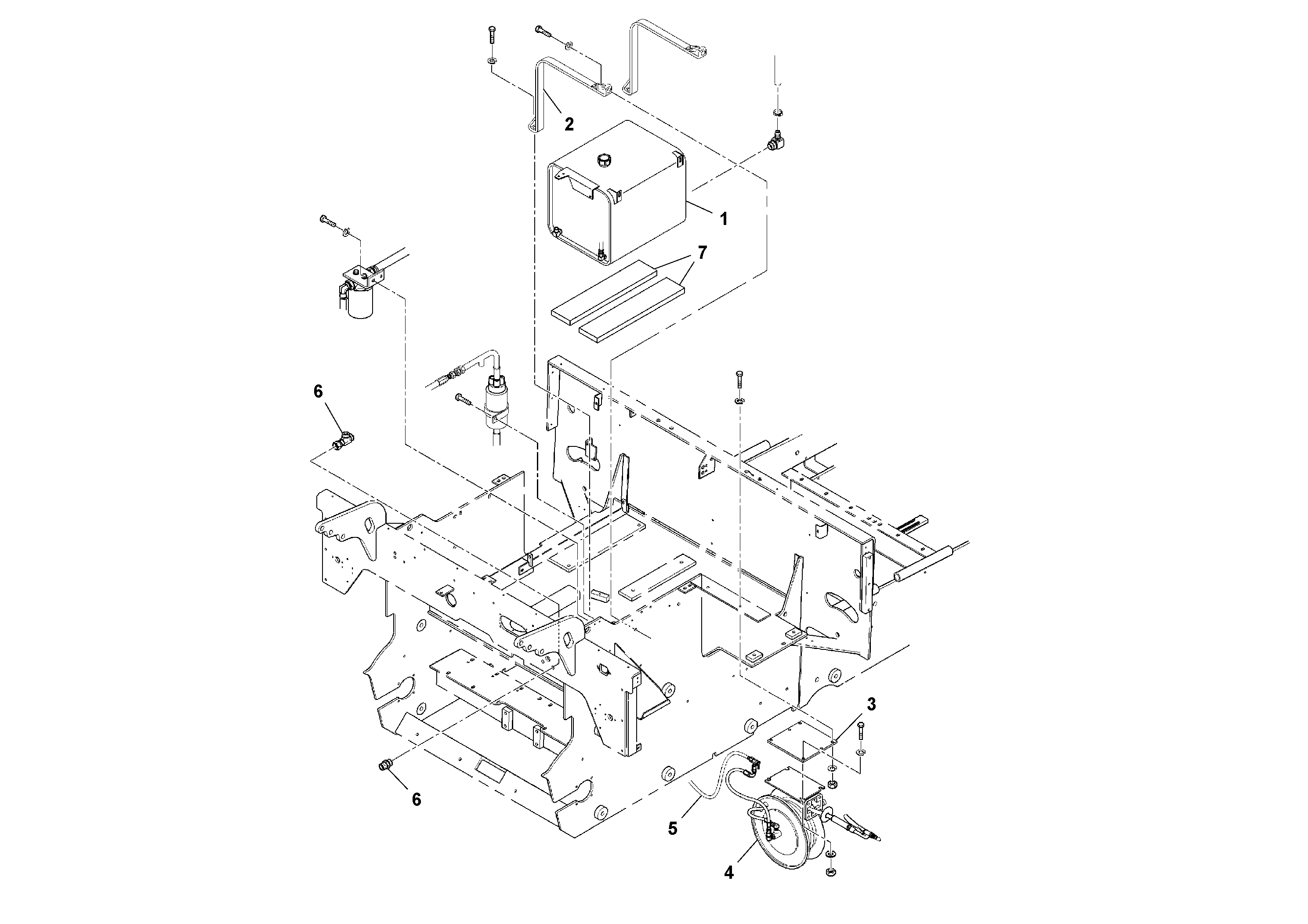 Схема запчастей Volvo PF4410 - 92845 Fuel Tank/Wash-down Arrangement PF4410 S/N 197449-