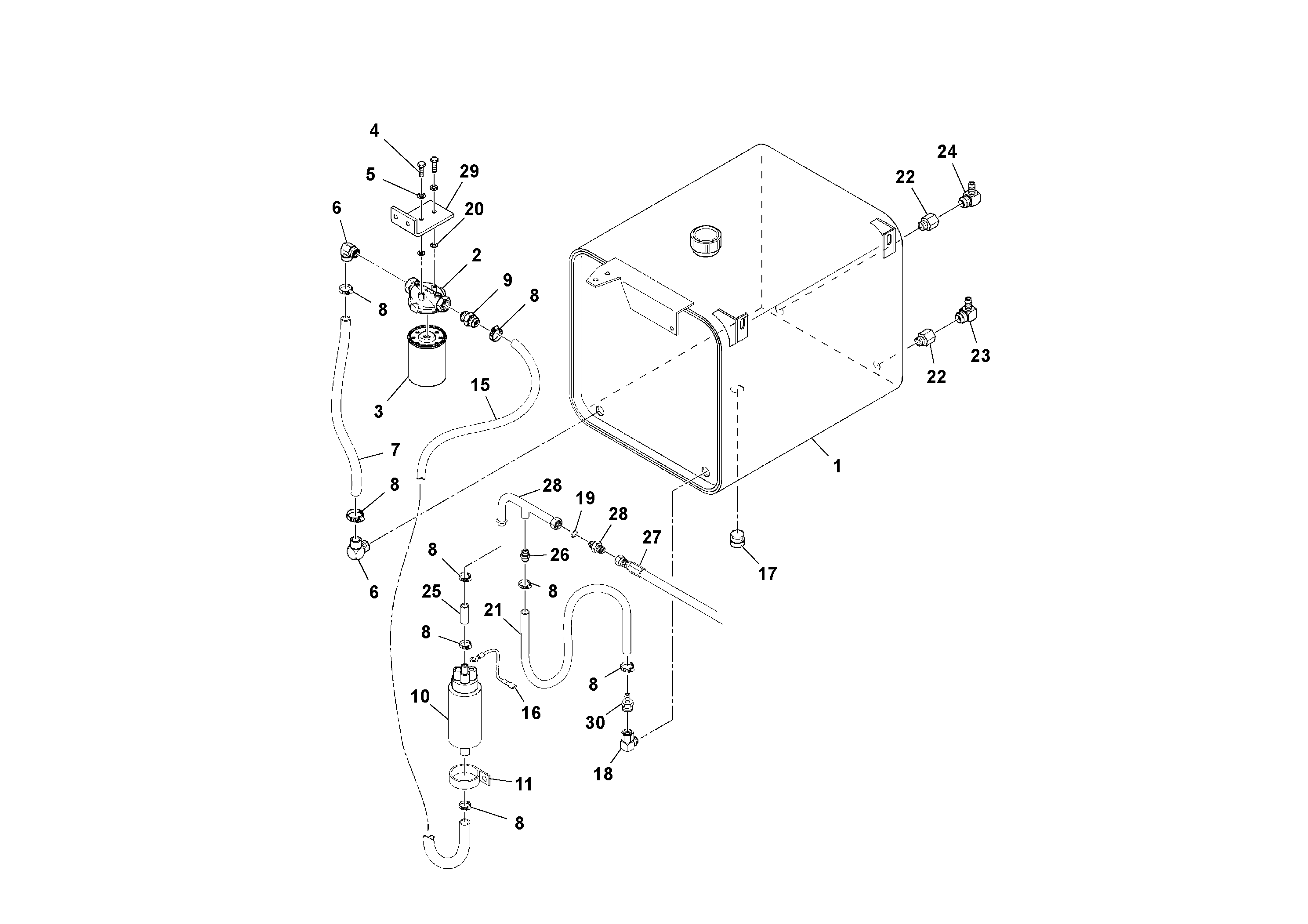 Схема запчастей Volvo PF4410 - 93044 Fuel Tank/pump Assembly PF4410 S/N 197449-