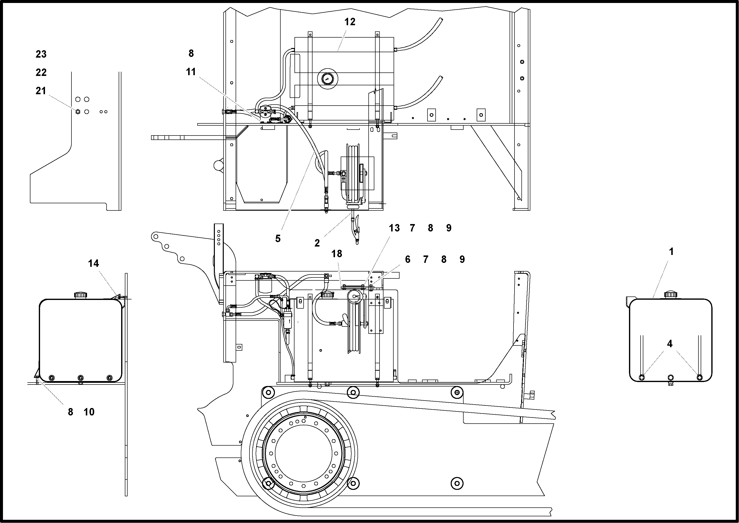 Схема запчастей Volvo PF4410 - 98812 Fuel Tank/Wash-down Arrangement PF4410 S/N 197449-