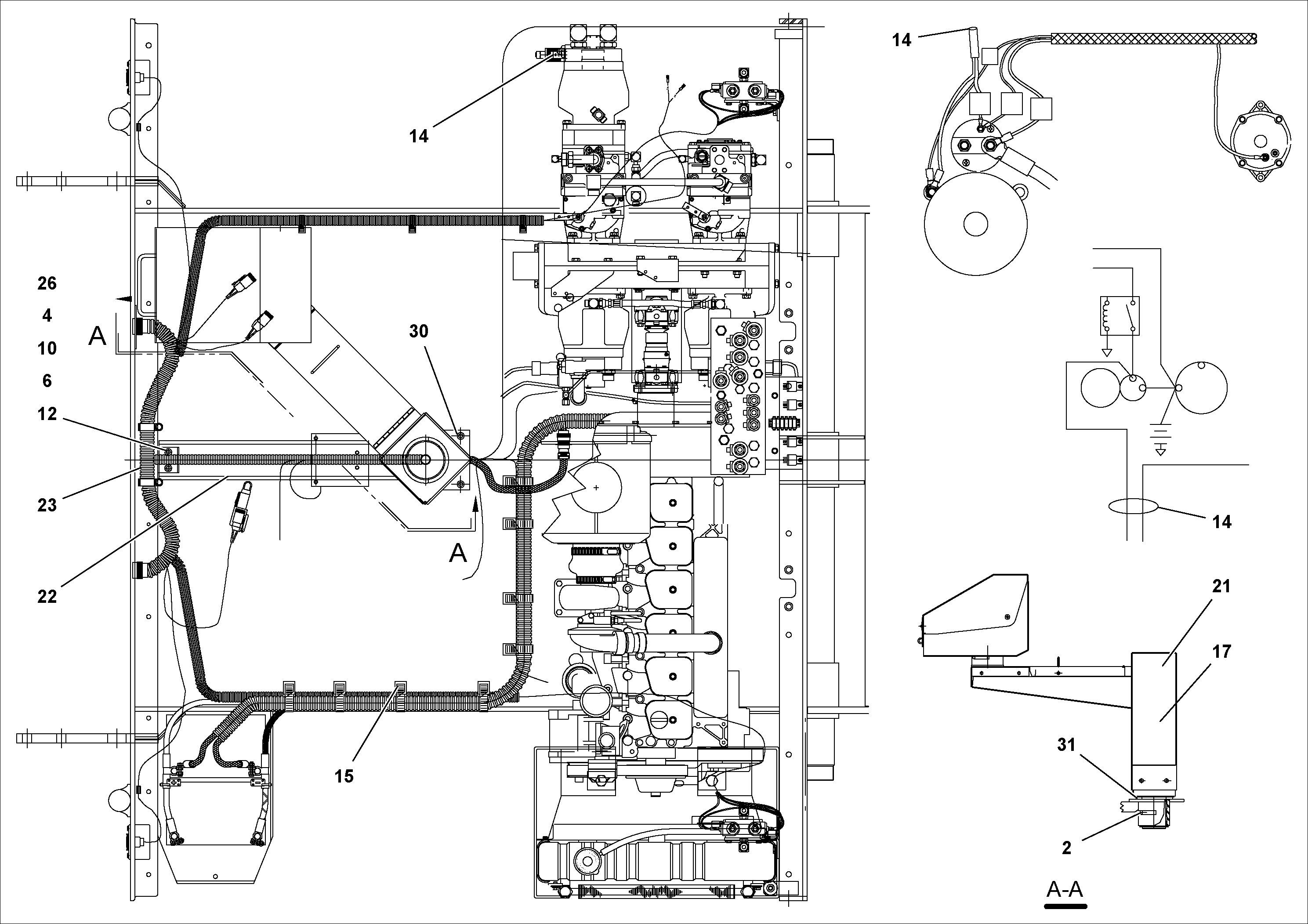 Схема запчастей Volvo PF4410 - 101174 Electrical Arrangement PF4410 S/N 197449-