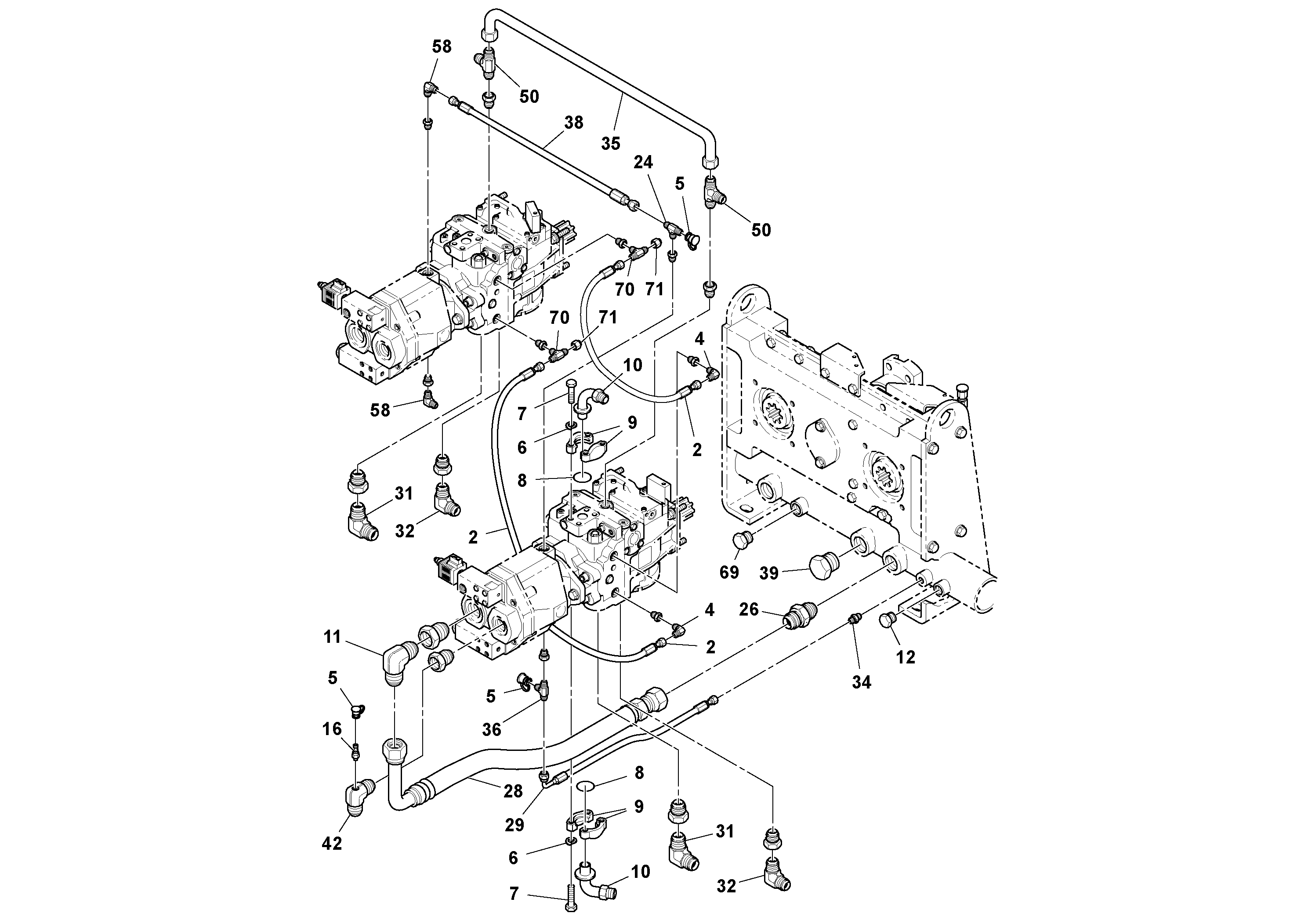Схема запчастей Volvo PF4410 - 100289 Pump Drive Box With Optional Generator Pump PF4410 S/N 197449-