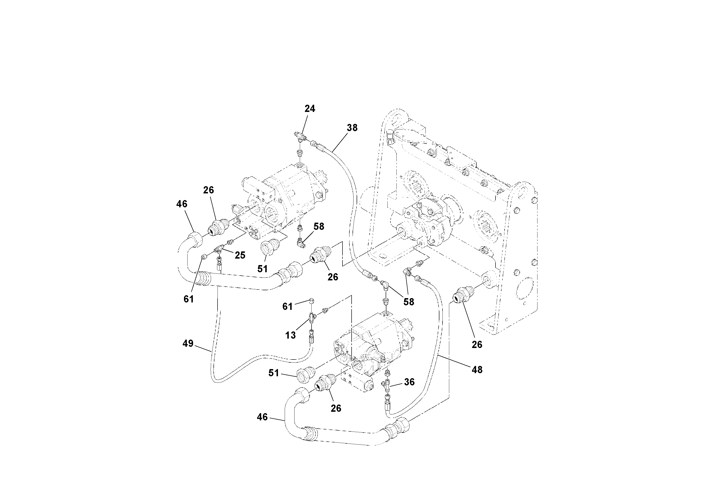 Схема запчастей Volvo PF4410 - 59196 Pump Drive Box With Optional Generator Pump PF4410 S/N 197449-