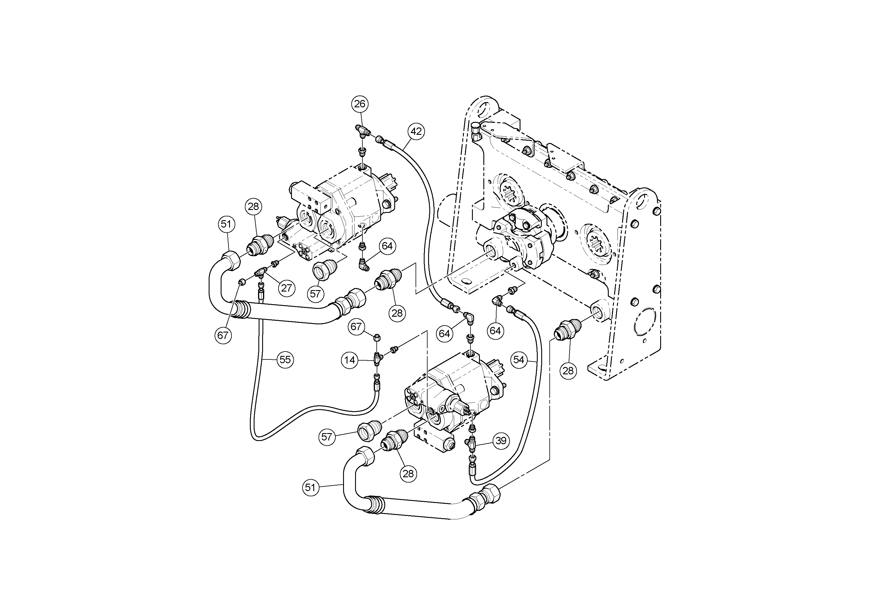 Схема запчастей Volvo PF4410 - 59197 Pump Drive Box With Optional Generator Pump PF4410 S/N 197449-