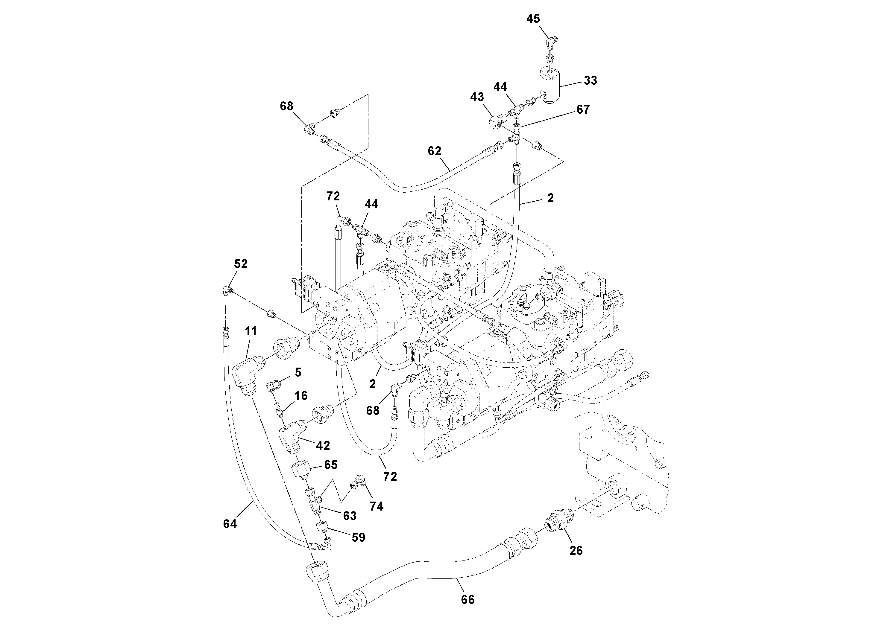 Схема запчастей Volvo PF4410 - 72119 Pump Drive Box With Optional Generator Pump PF4410 S/N 197449-