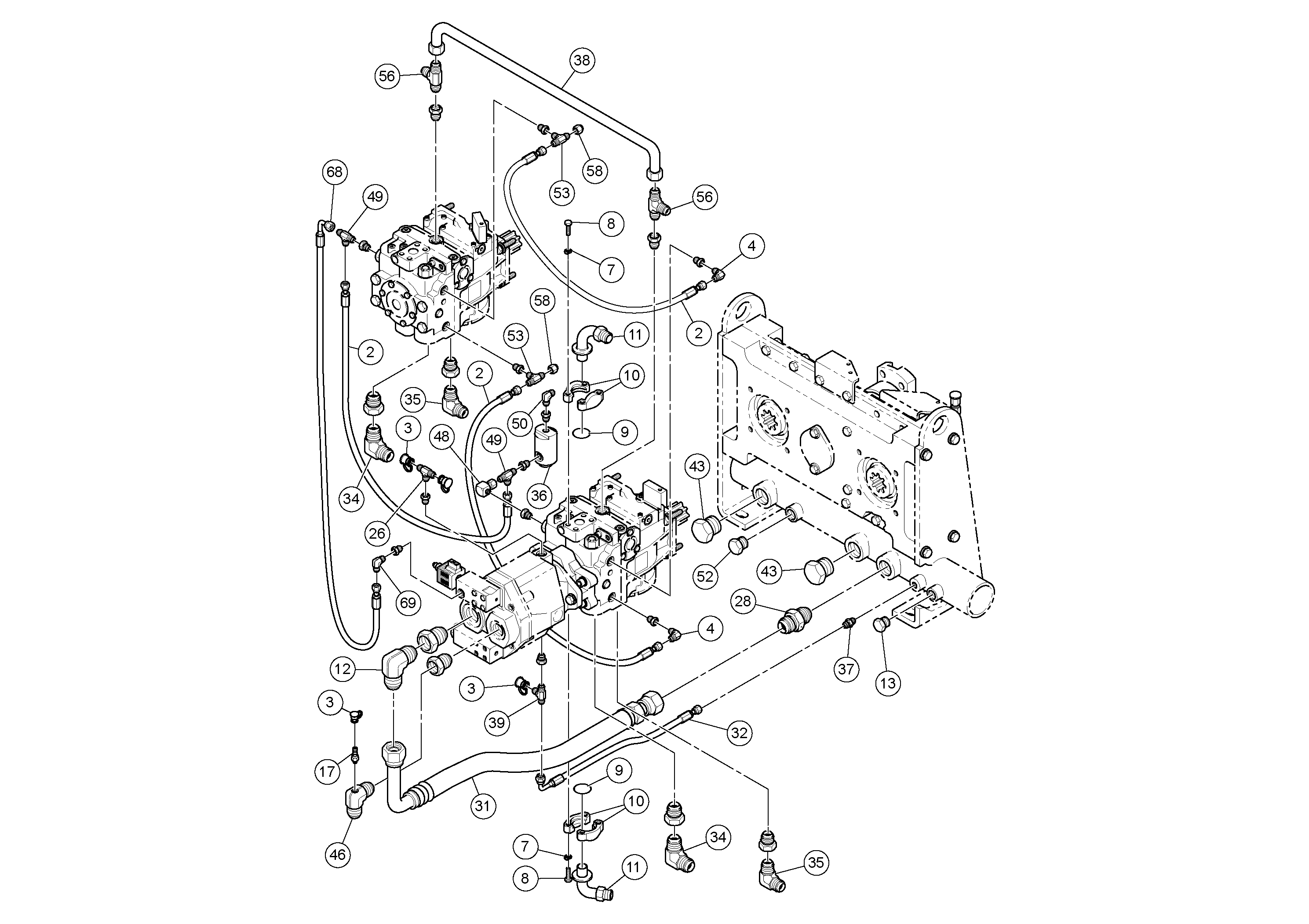 Схема запчастей Volvo PF4410 - 87221 Pump Drive Box PF4410 S/N 197449-