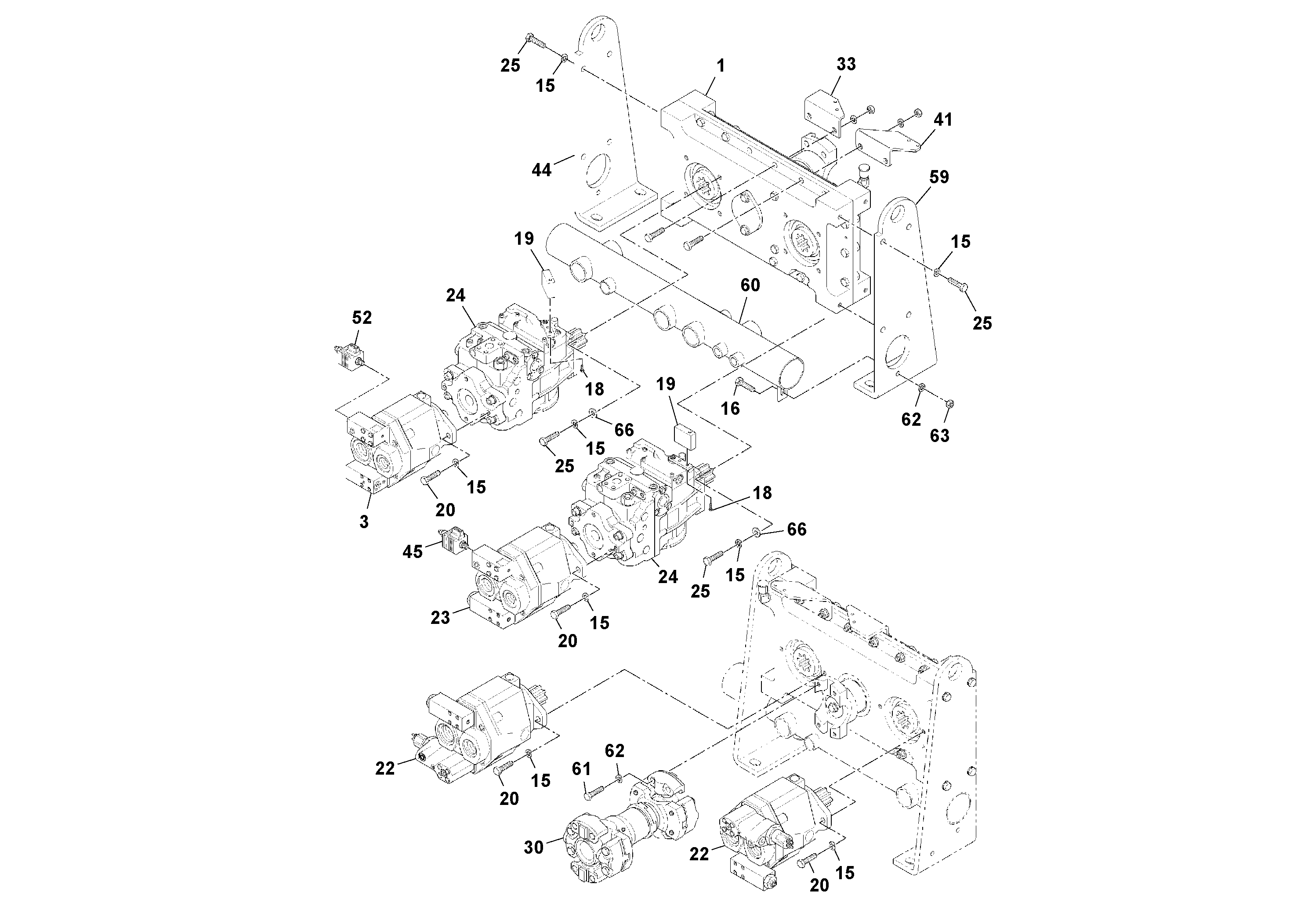 Схема запчастей Volvo PF4410 - 87644 Pump Drive Box - With Optional Generator Pump PF4410 S/N 197449-