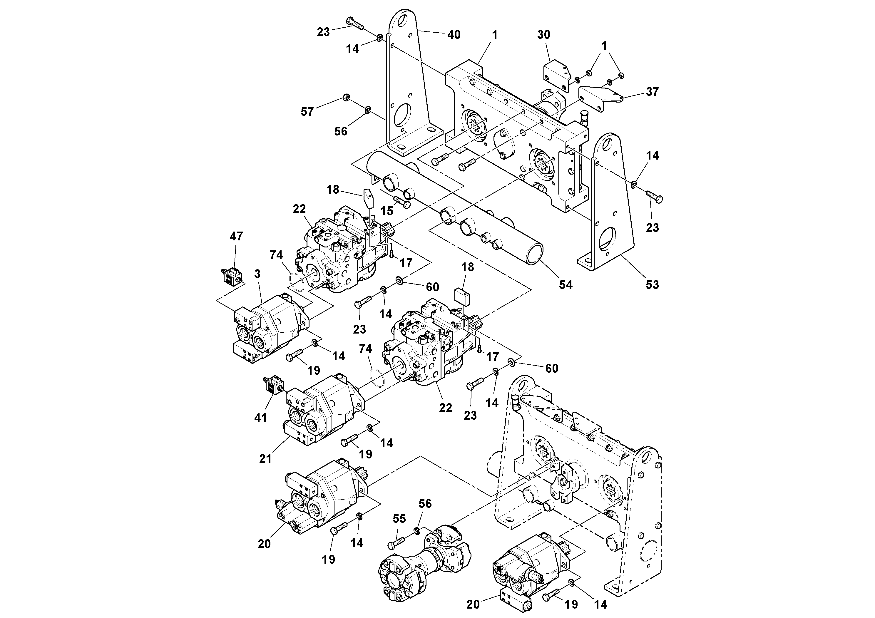 Схема запчастей Volvo PF4410 - 92170 Pump Drive Box With Optional Generator Pump PF4410 S/N 197449-