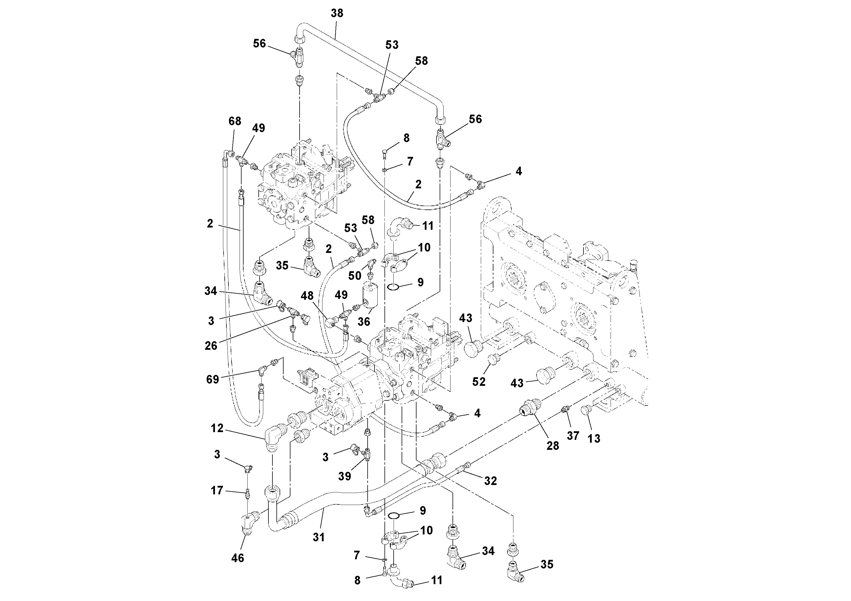 Схема запчастей Volvo PF4410 - 95695 Pump Drive Box PF4410 S/N 197449-
