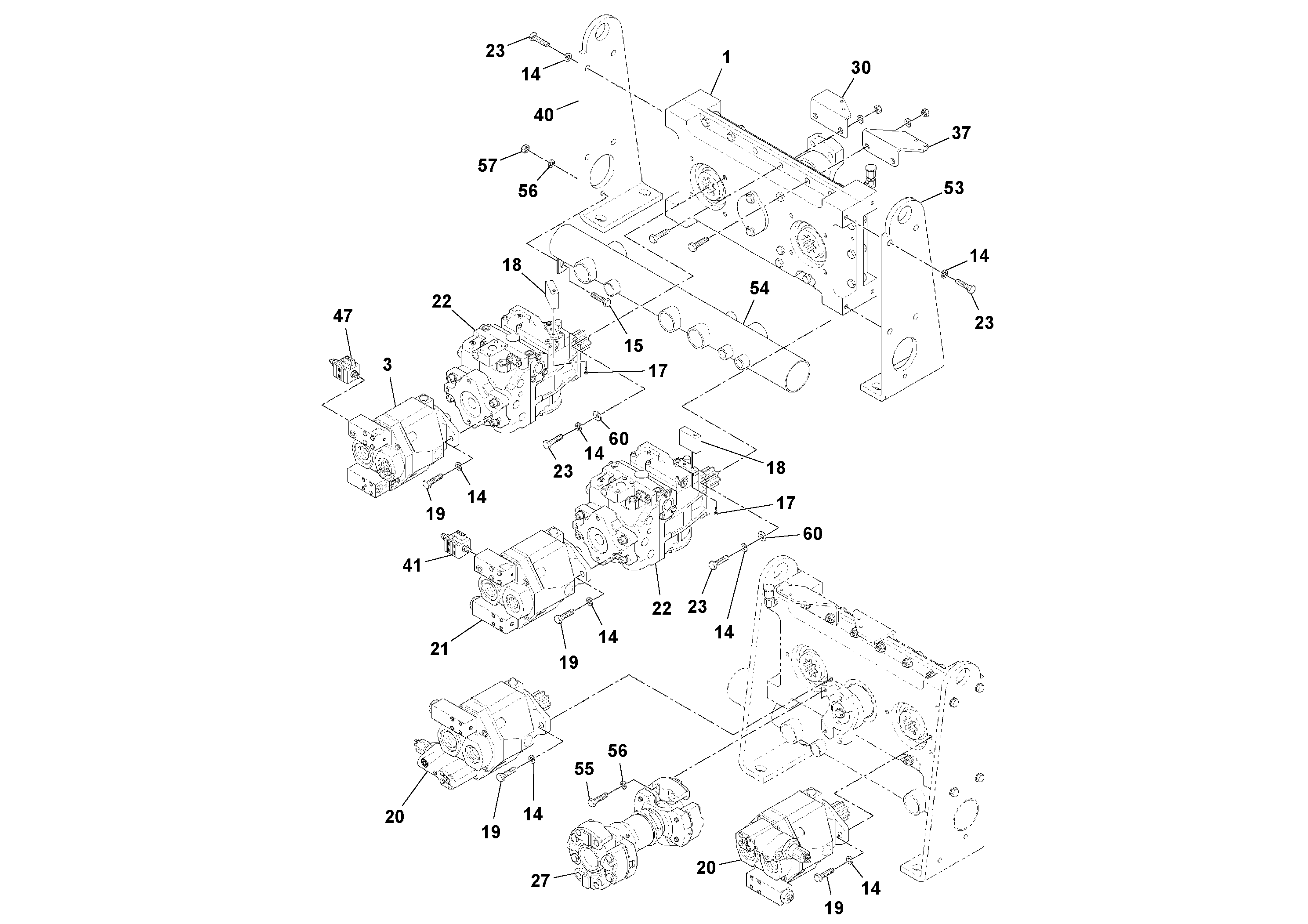 Схема запчастей Volvo PF4410 - 96275 Pump Drive Box With Optional Generator Pump PF4410 S/N 197449-