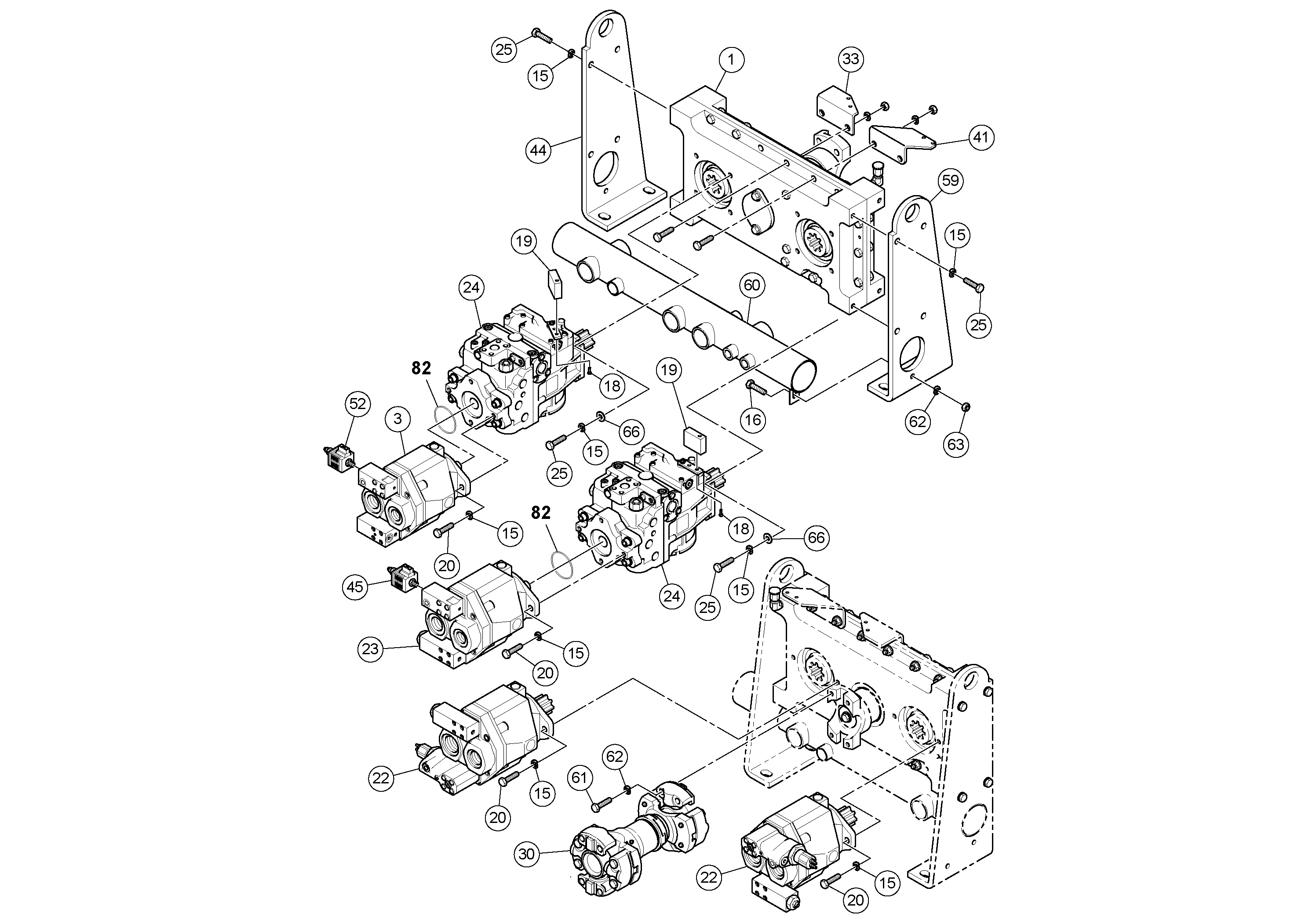 Схема запчастей Volvo PF4410 - 97252 Pump Drive Box With Optional Generator Pump PF4410 S/N 197449-