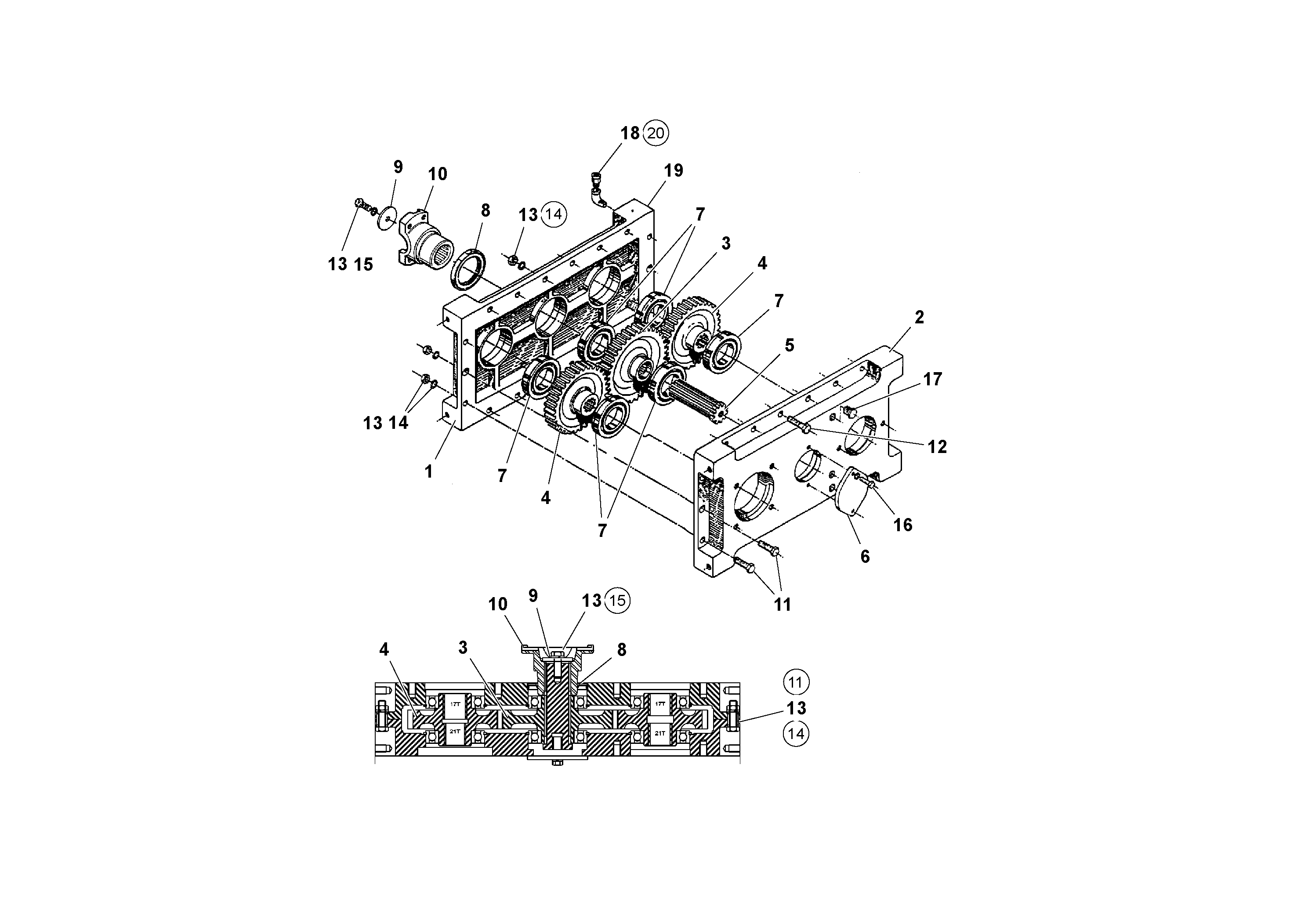Схема запчастей Volvo PF4410 - 95058 Pump Drive Transmission PF4410 S/N 197449-