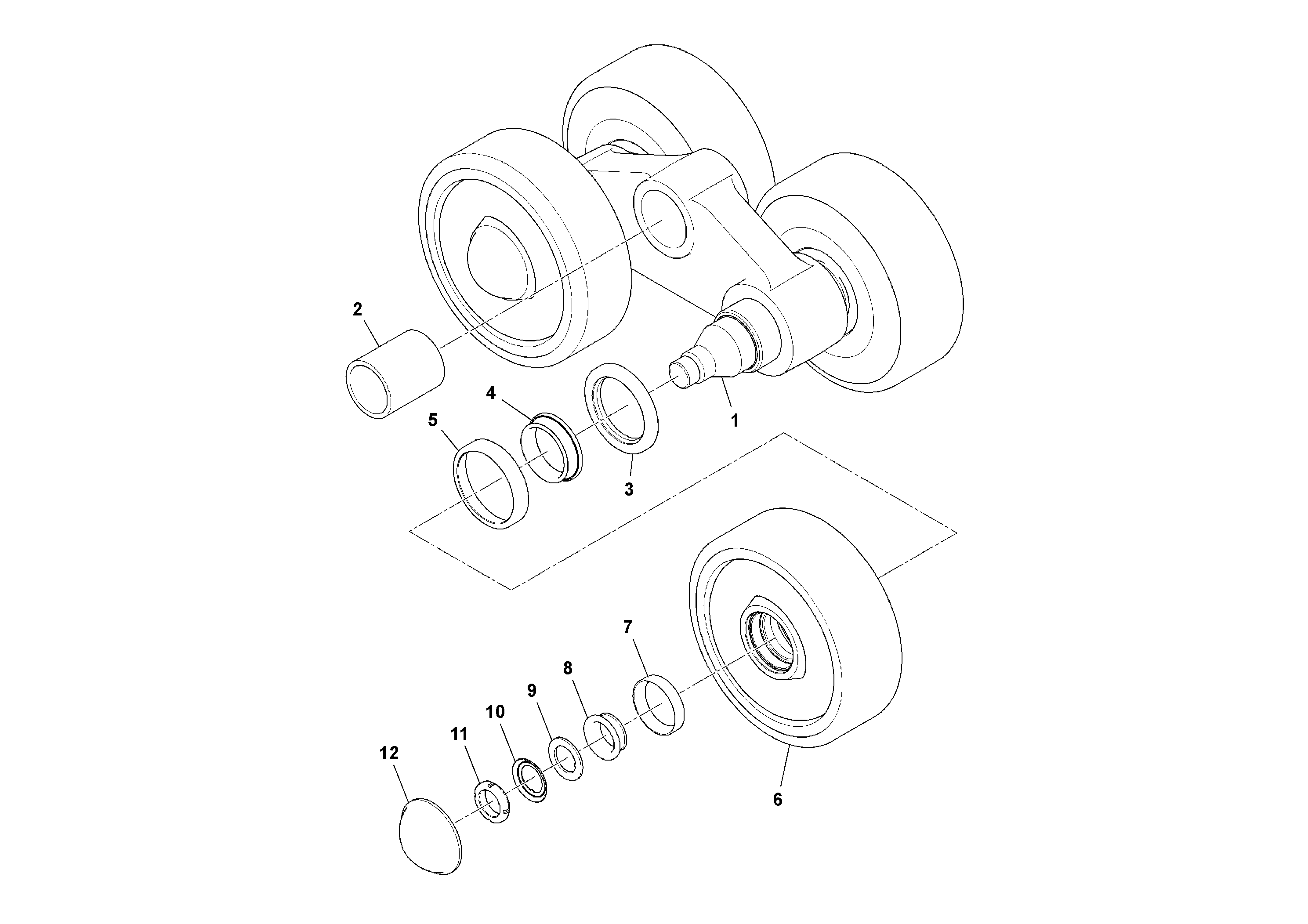 Схема запчастей Volvo PF4410 - 87619 Track Bogie Wheel Assembly PF4410 S/N 197449-