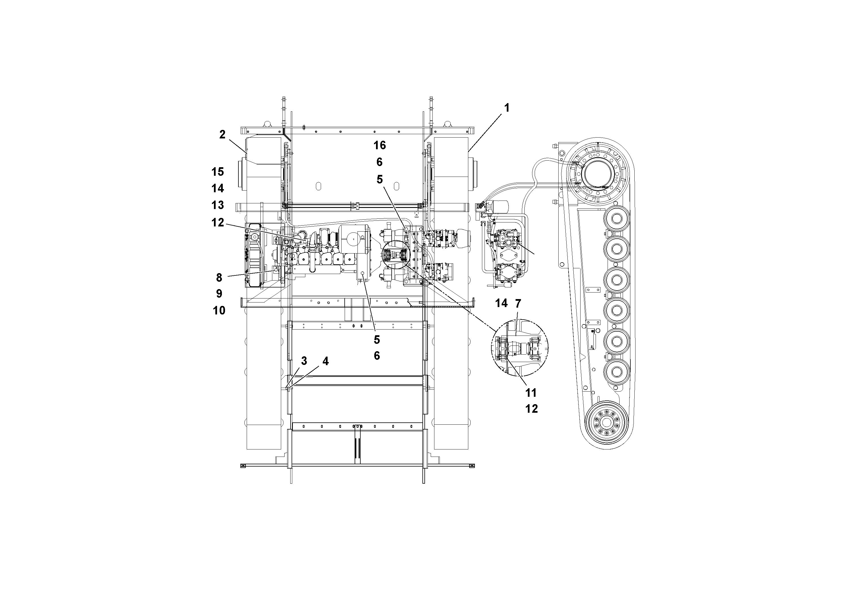 Схема запчастей Volvo PF4410 - 92831 Drivetrain Arrangement PF4410 S/N 197449-