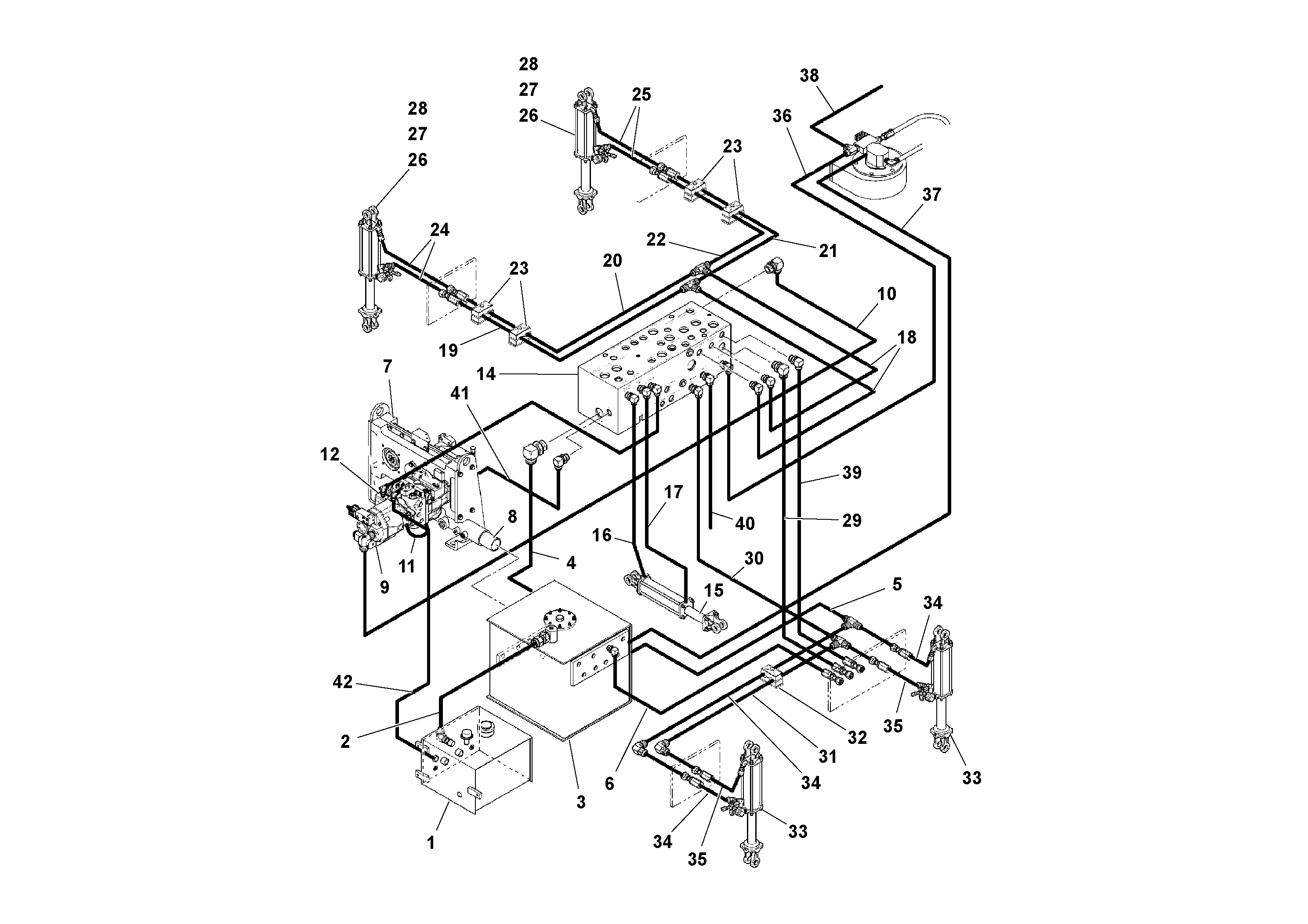 Схема запчастей Volvo PF4410 - 92858 General Purpose Hydraulic System PF4410 S/N 197449-