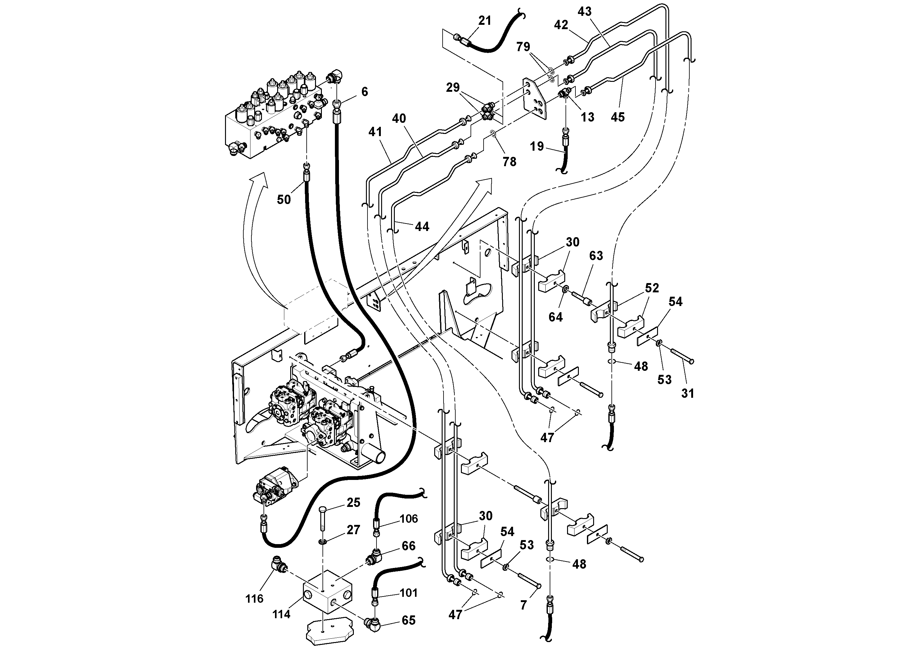 Схема запчастей Volvo PF4410 - 95949 General Purpose Hydraulic System PF4410 S/N 197449-