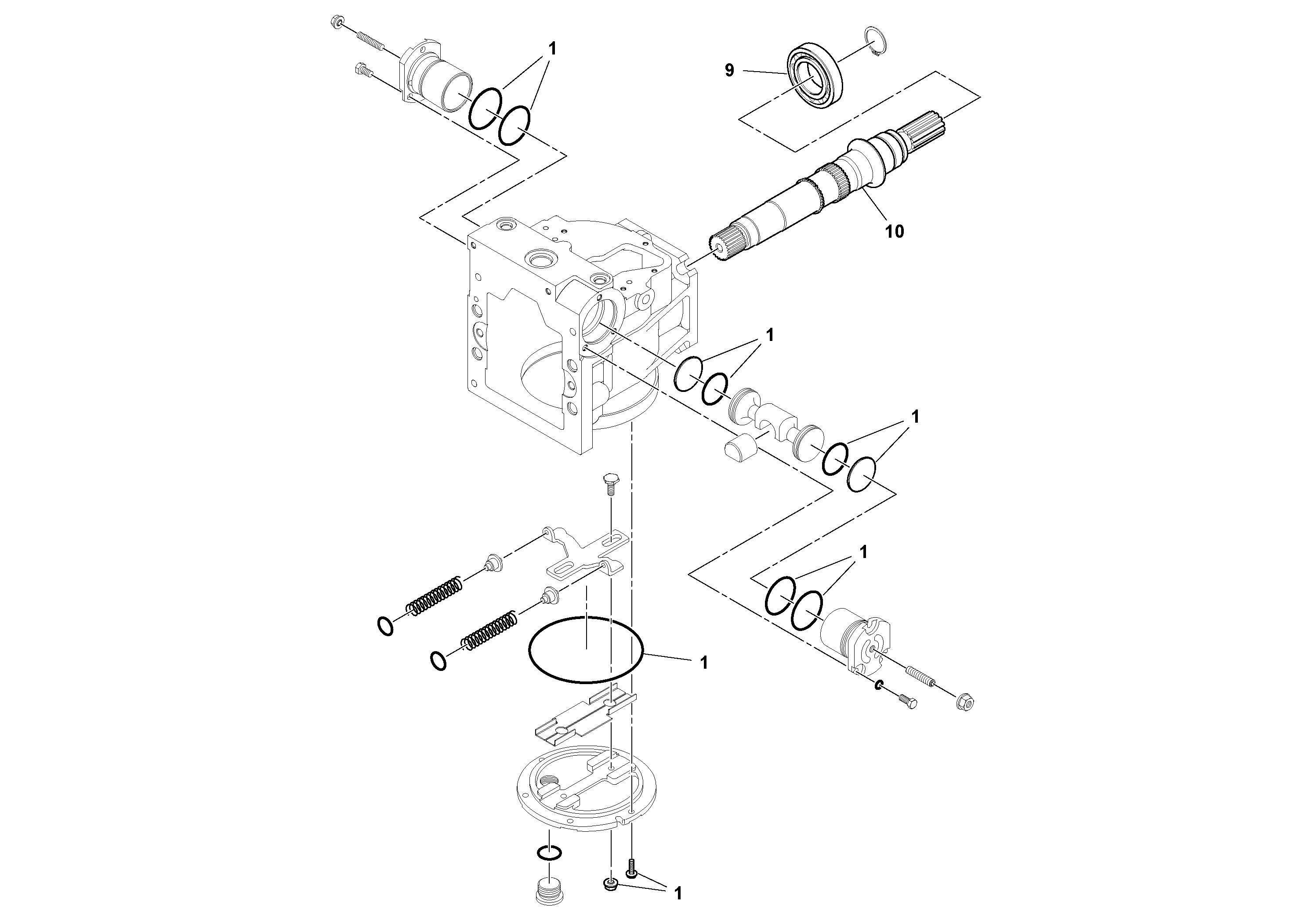 Схема запчастей Volvo PF4410 - 57739 Traction Drive Pump Assembly PF4410 S/N 197449-